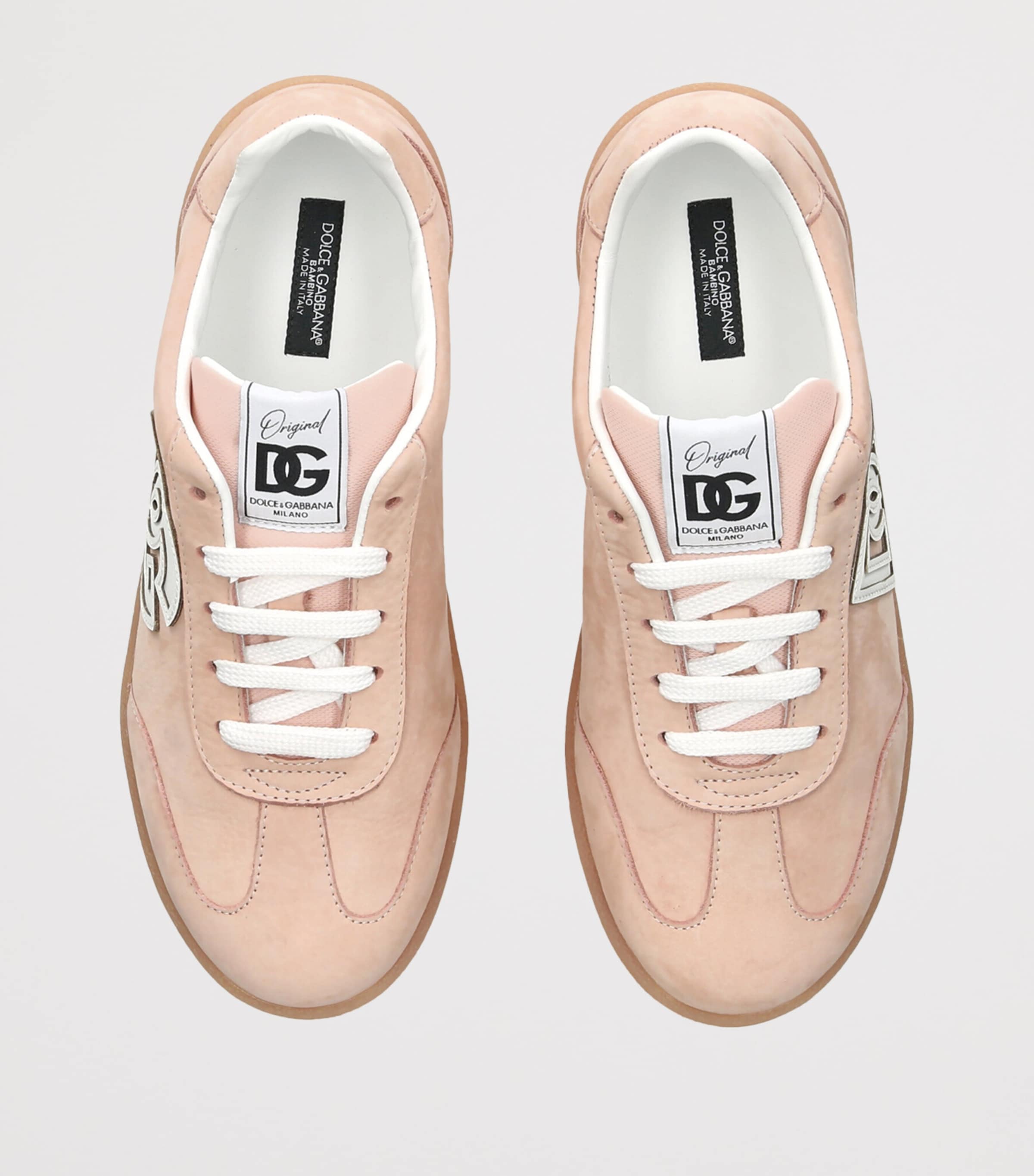 Dolce&Gabbana Kids Leather DG Logo Sneakers Peach Image 3