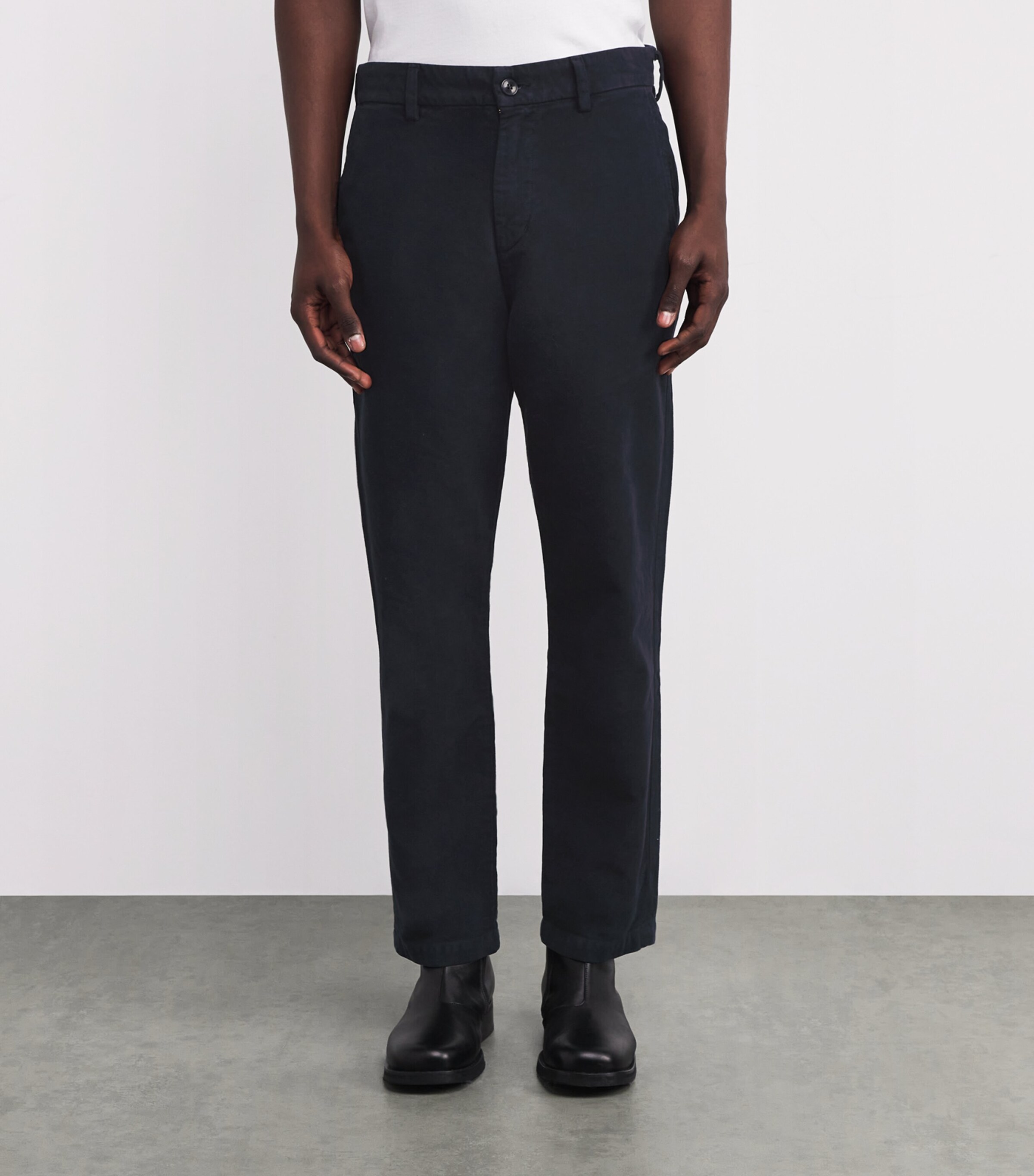 Cotton Flat Front Chinos NVY Image 3