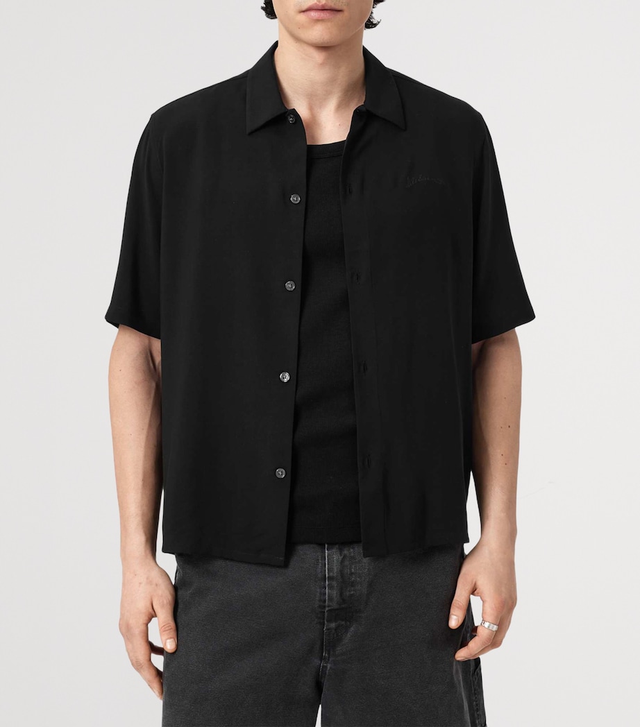 AllSaints Mens Baron Short-Sleeve Shirt Jet Black Image 3