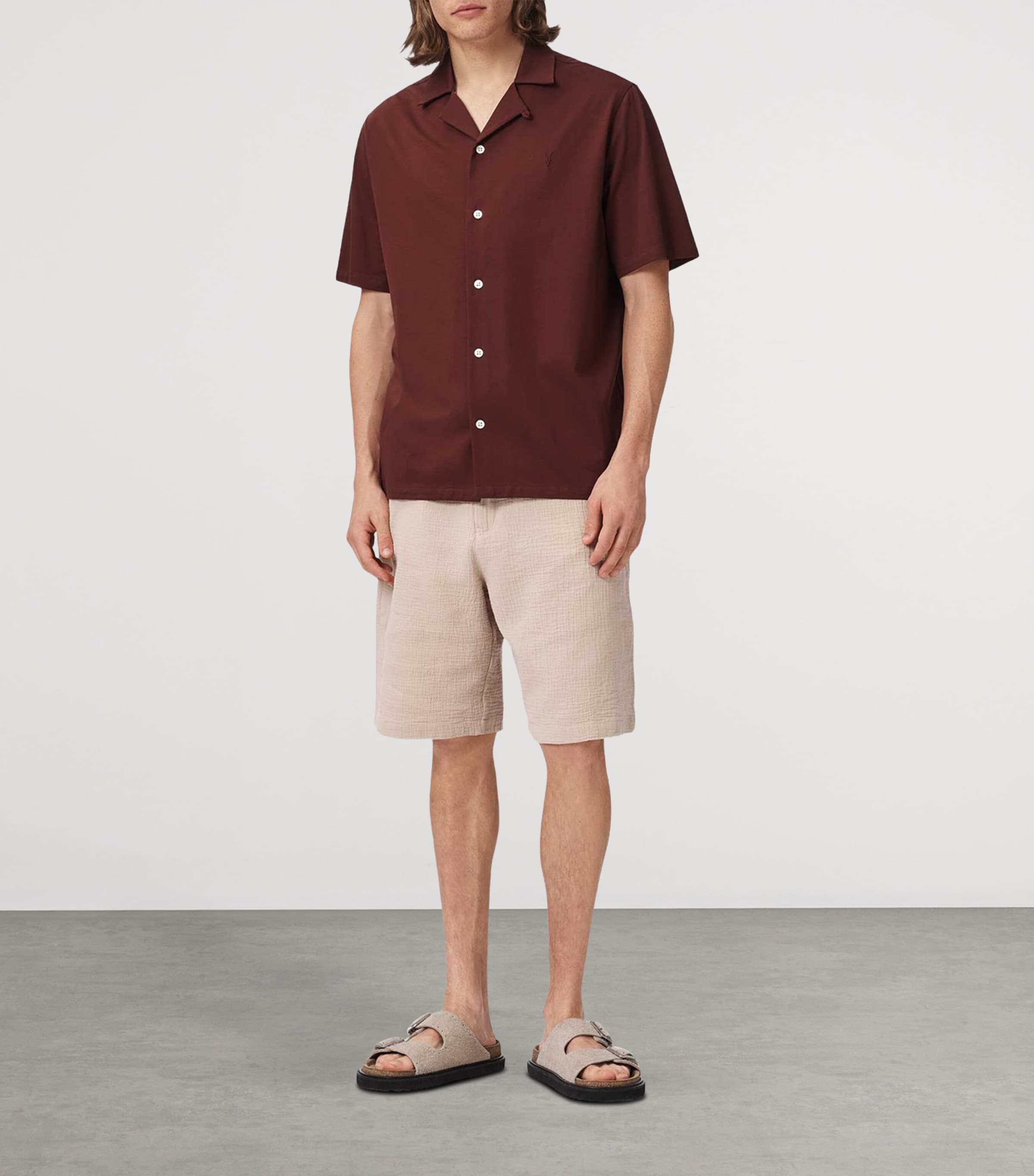 AllSaints Mens Organic Cotton Hudson Shirt Burnt Red Image 2