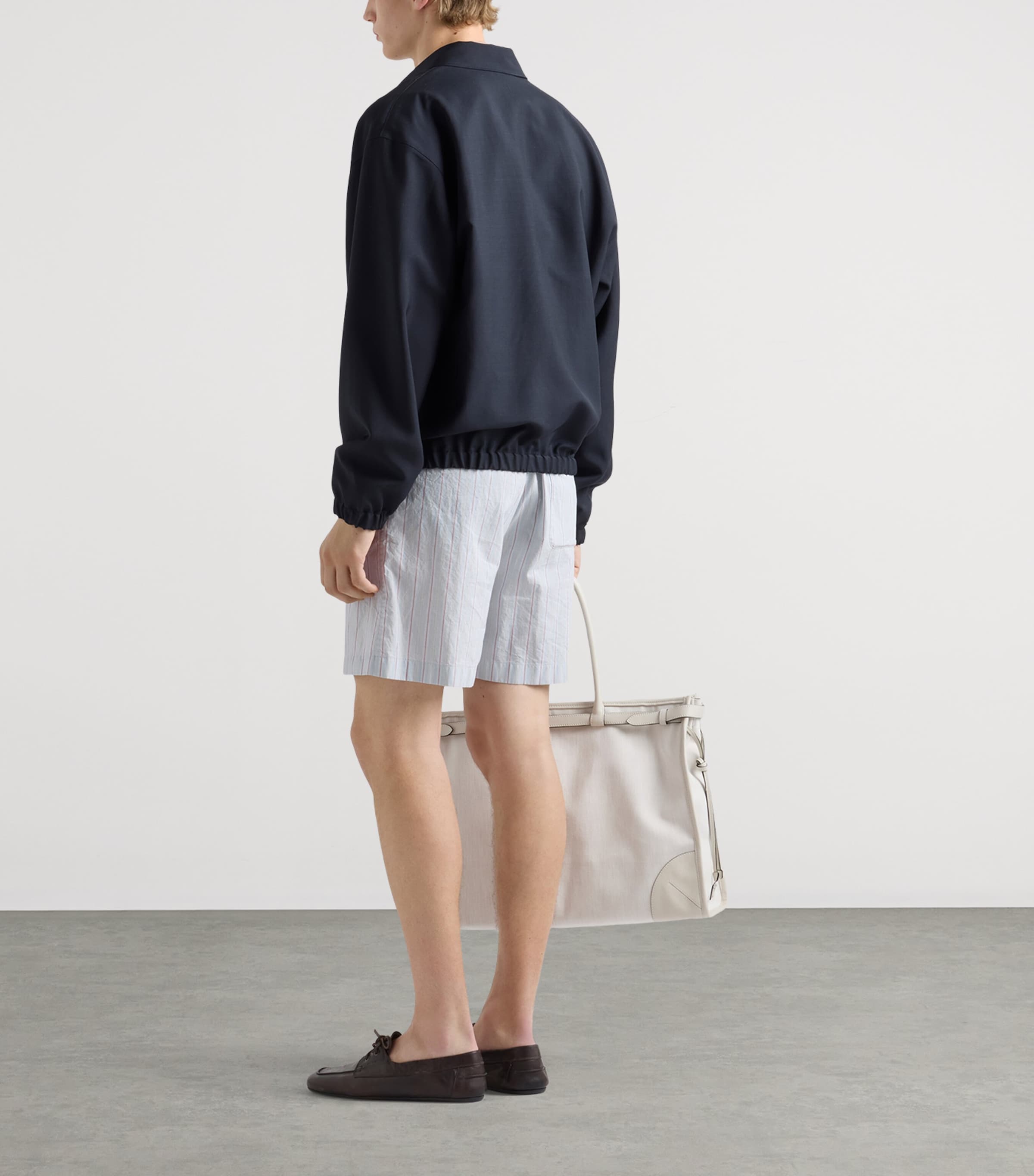 Prada Mens Wool-Mohair Bomber Jacket Blue Image 5