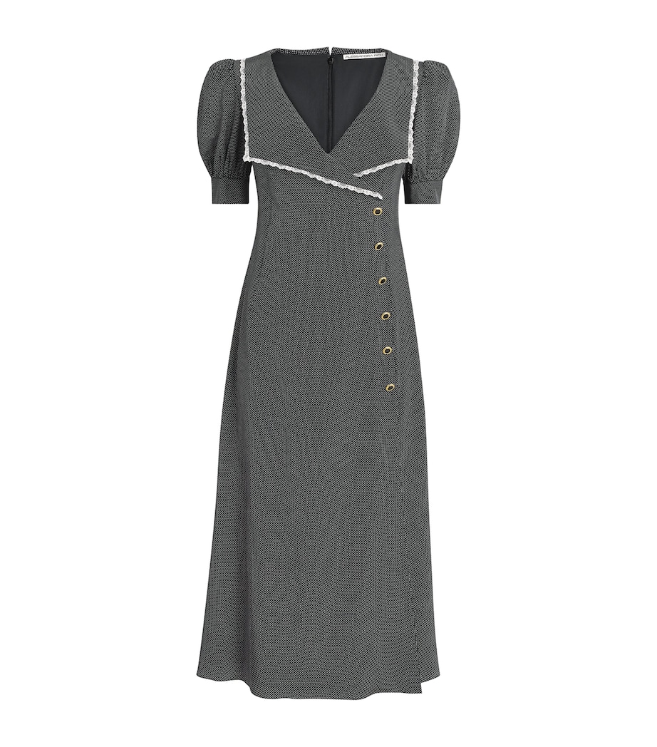 Alessandra Rich Womens Silk Polka Dot Midi Dress Black White Image 1