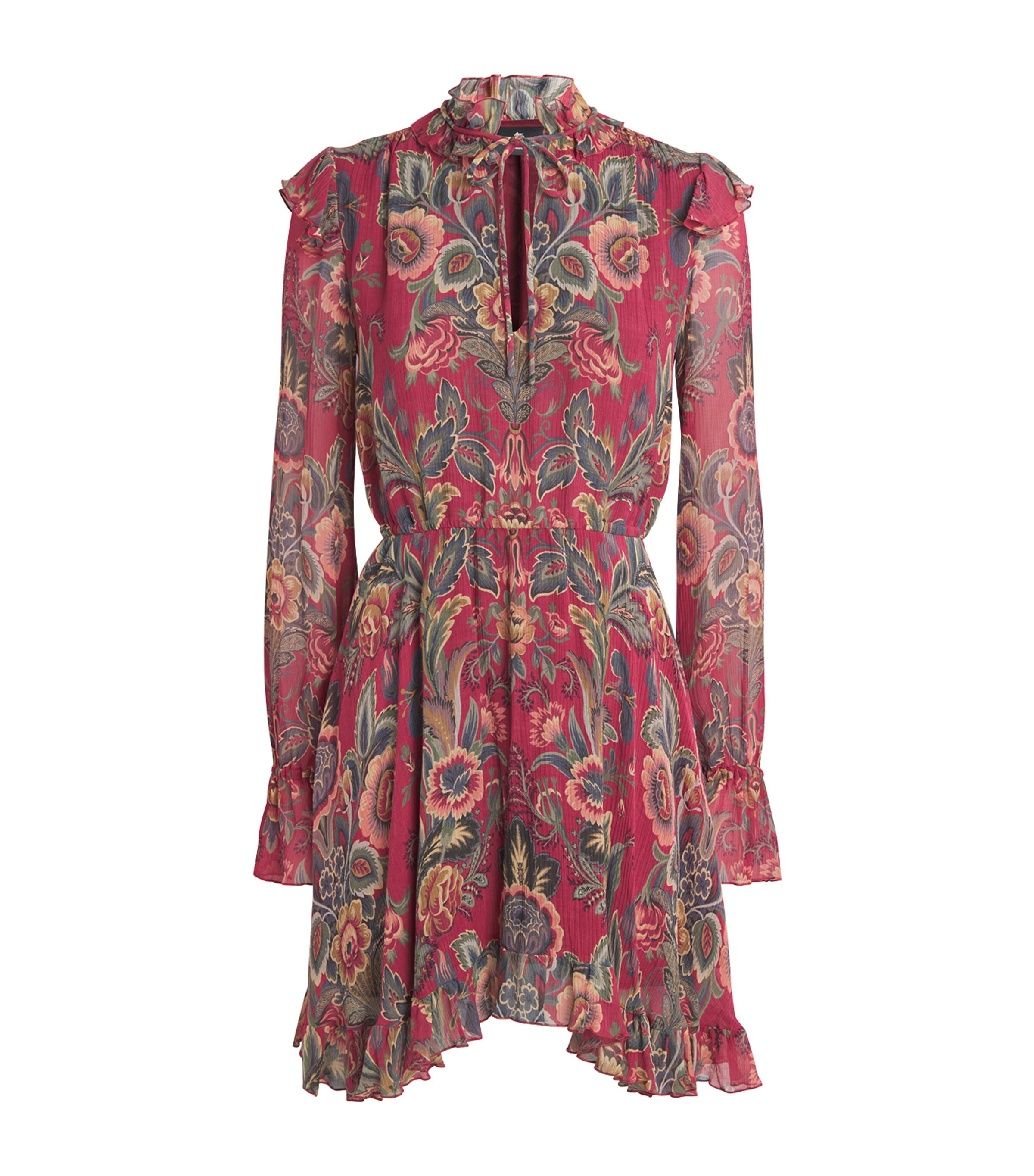 Etro Womens Ruffle Floral Mini Dress Image 1