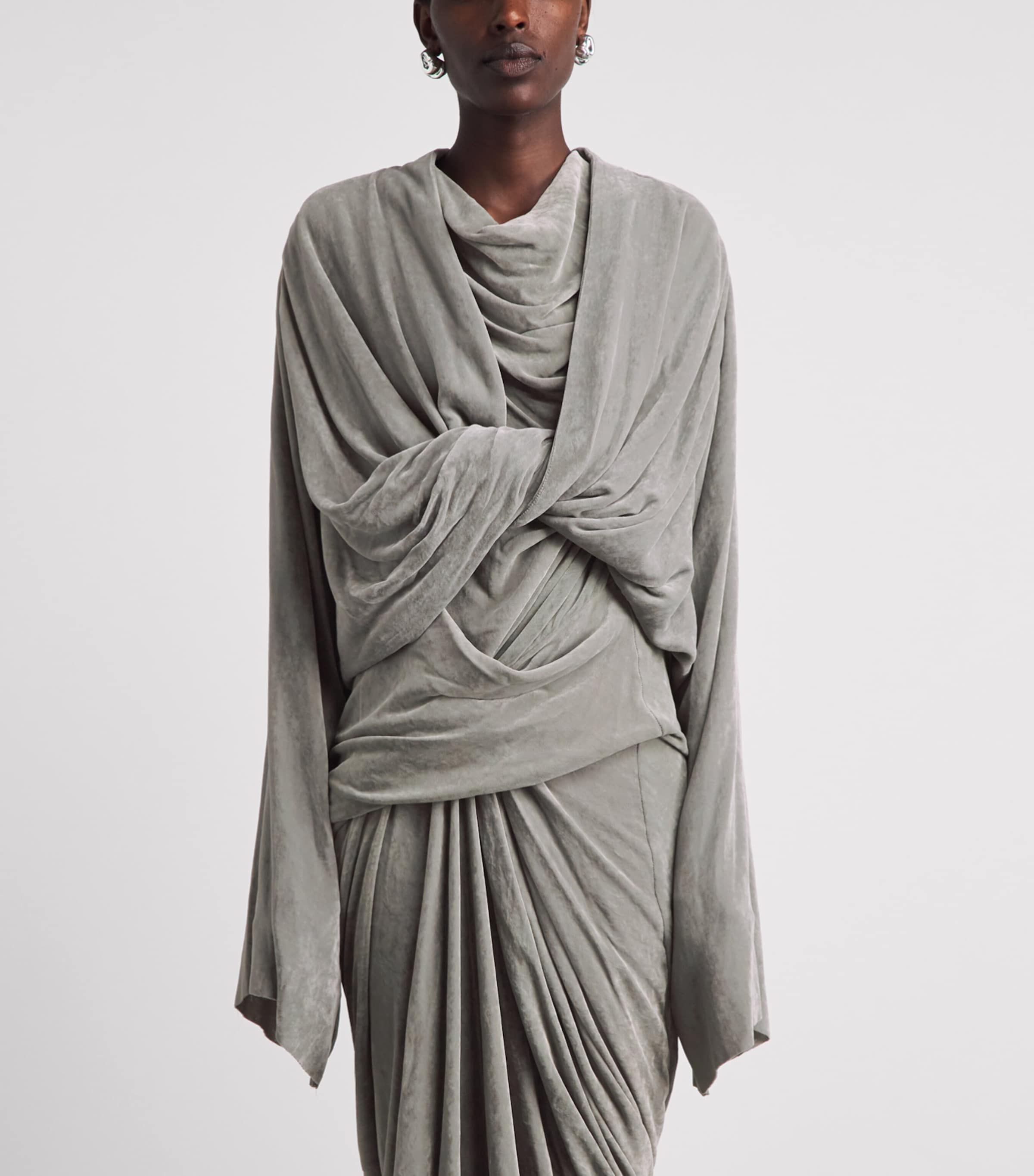 Rick Owens Womens Velvet Twist Tee Pearl Image 4
