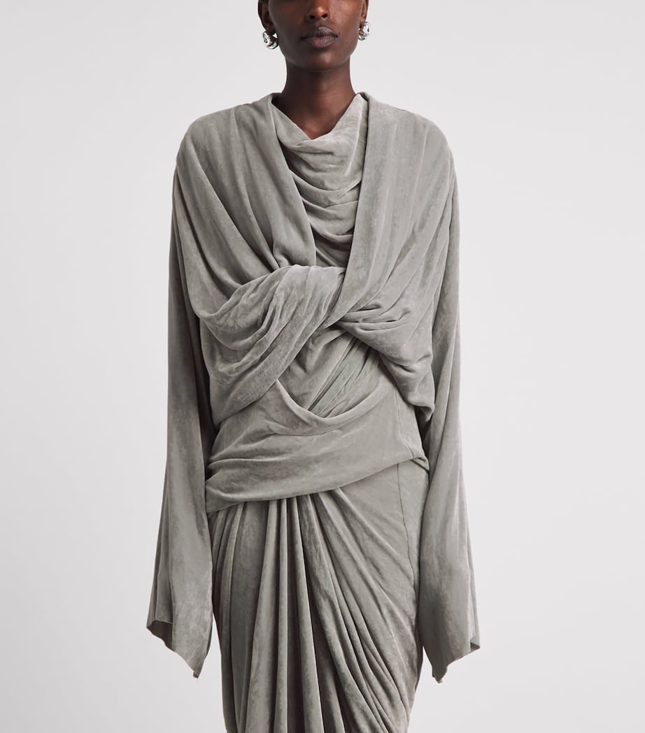 Rick Owens Womens Velvet Twist Tee Pearl Image 4