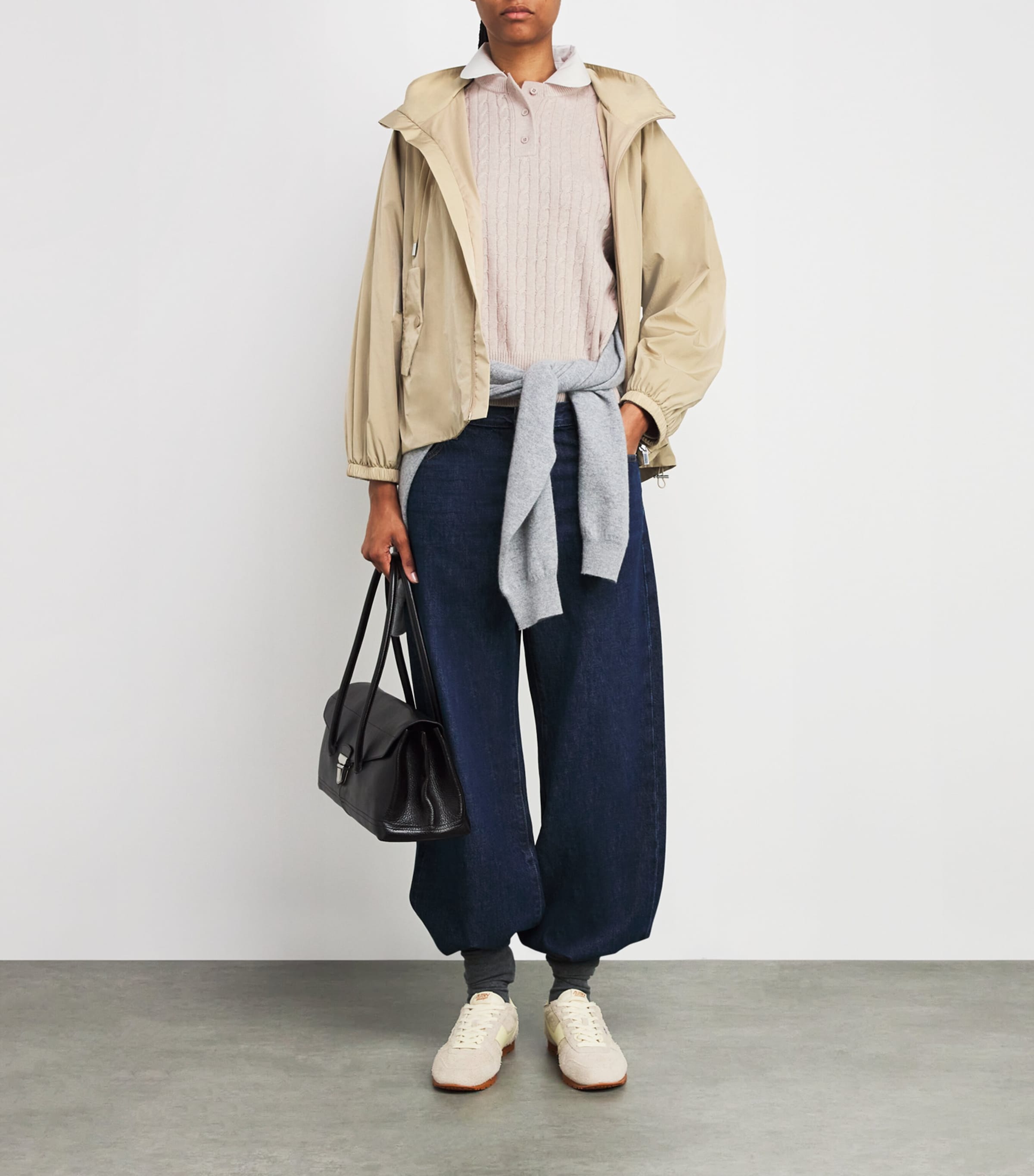 Wool-Cashmere Collar-Insert Sweater BEIGE Image 2