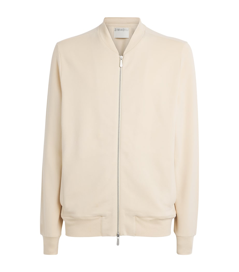 Zimmerli Mens Winter Lounge Zip-Up Jacket Beige Image 1