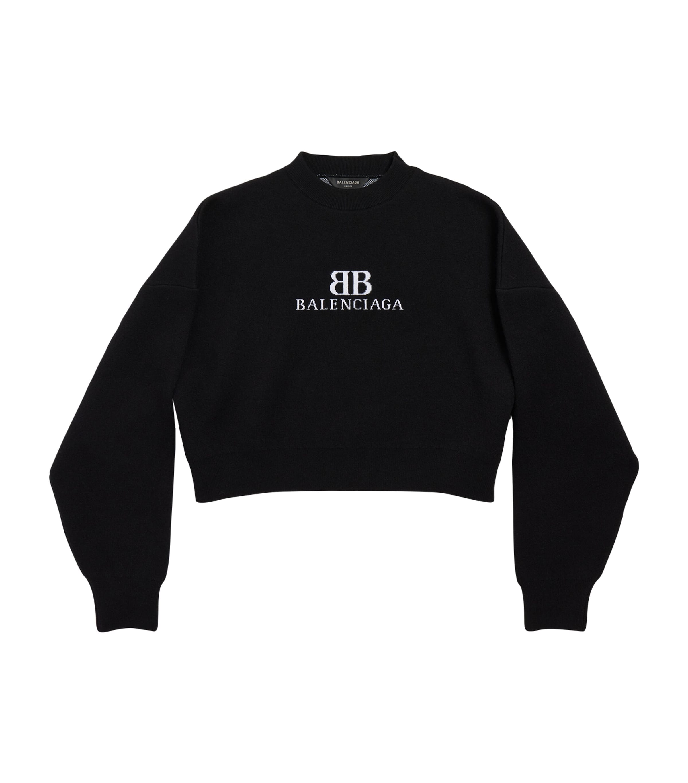 BALENCIAGA WOOL-BLEND CROPPED SWEATSHIRT