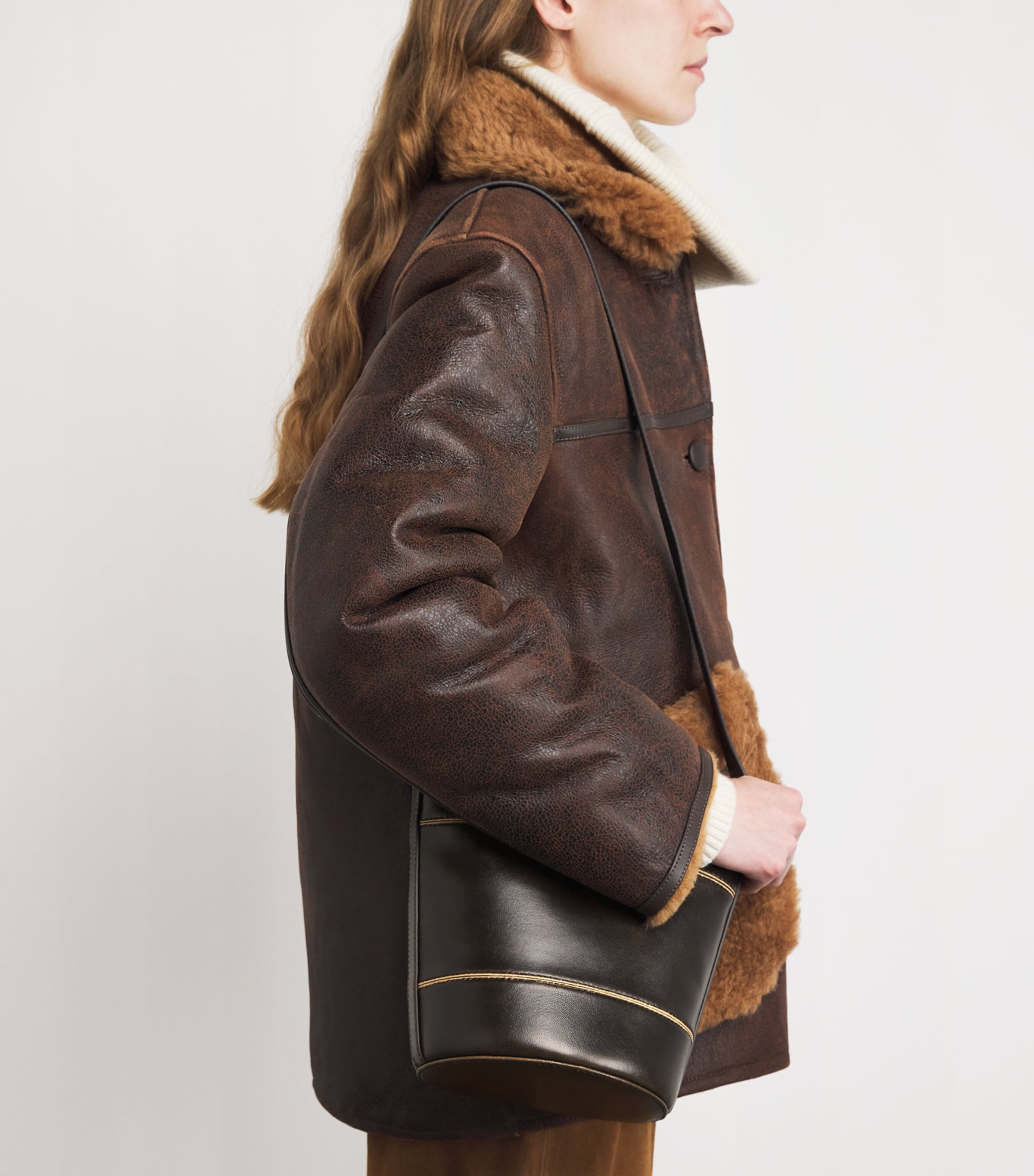 Leather Solveig Tote Bag BROWN Image 5