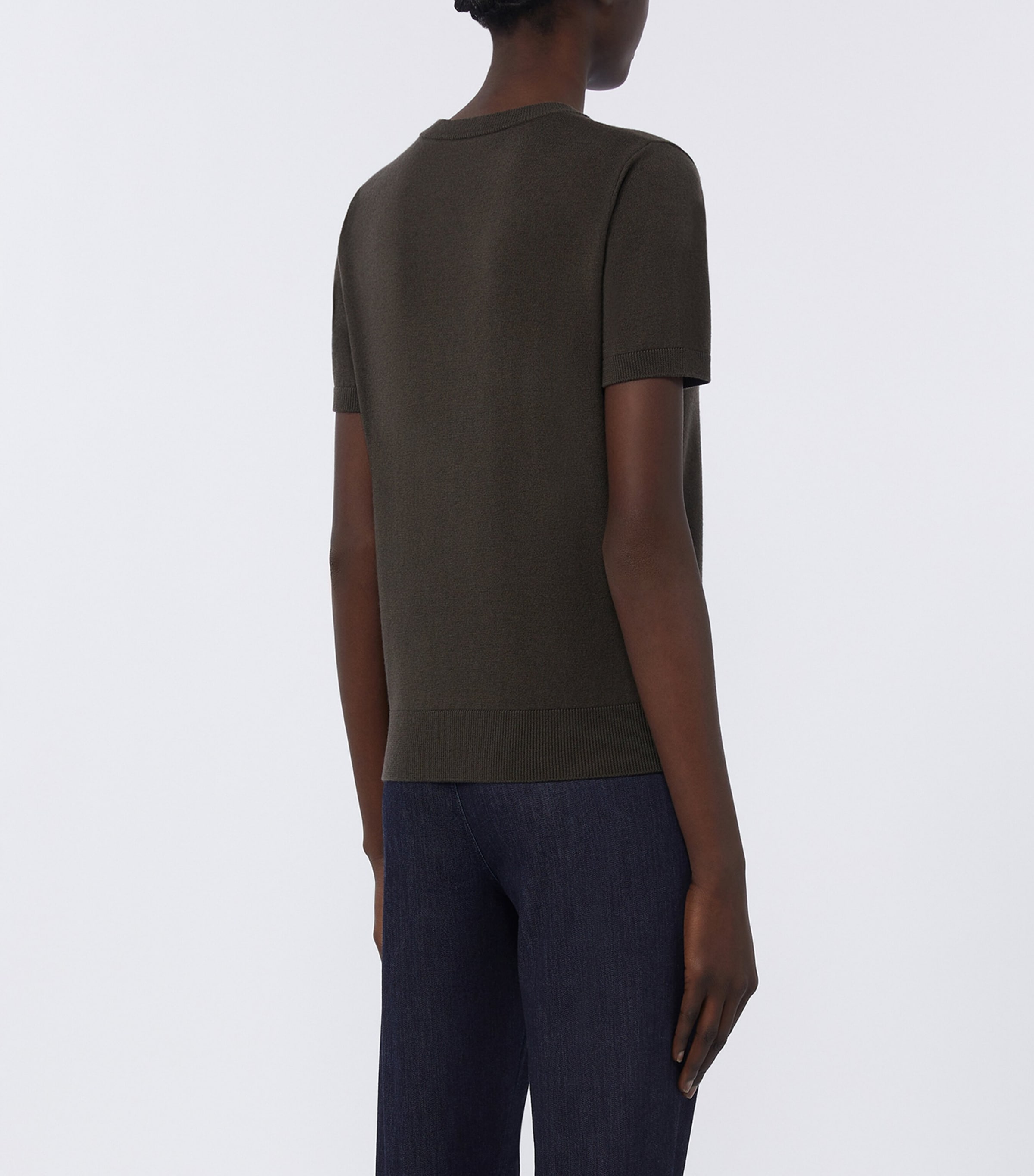 Max Mara Womens Wool Short-Sleeve Sweater Dark Green Image 4