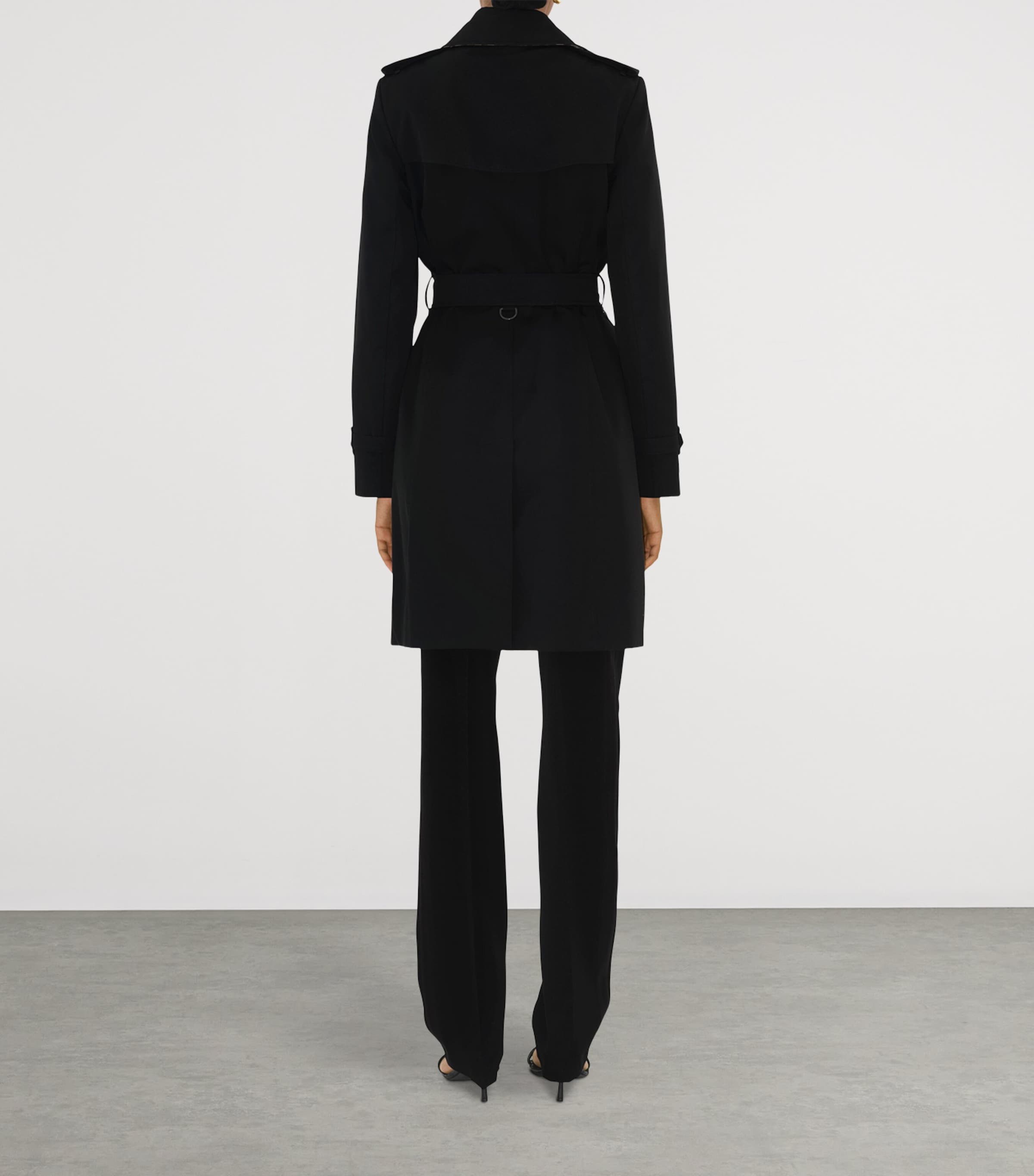 Cotton Mid-Length Chelsea Trench Coat BLACK Image 4