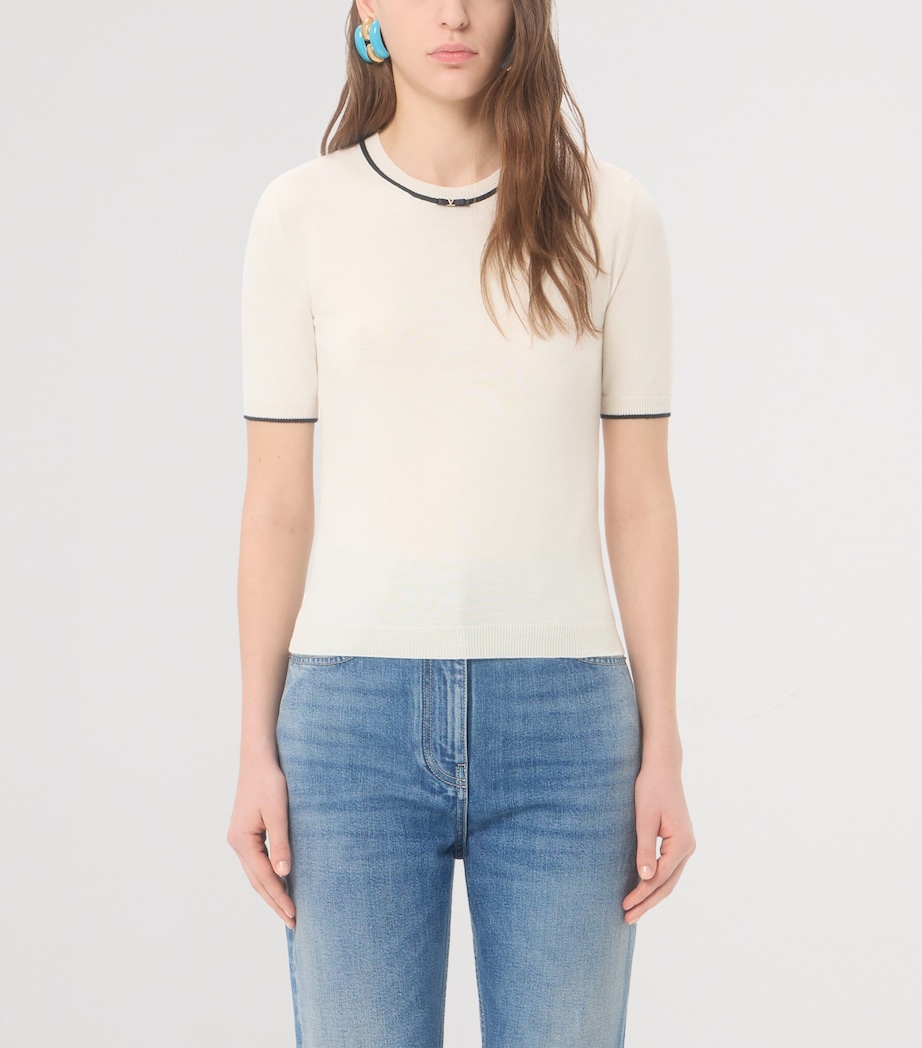 Valentino Womens Virgin Wool Short-Sleeve Sweater Image 3