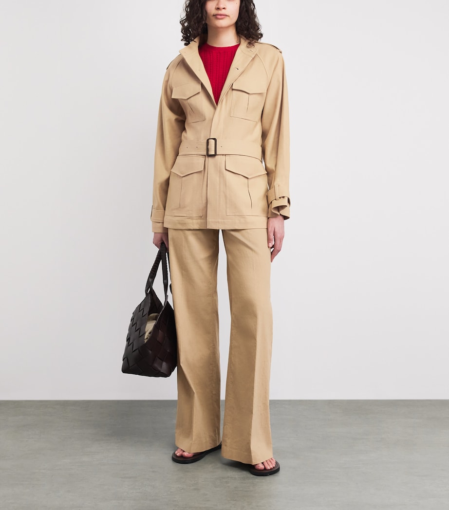 Polo Ralph Lauren Womens Stretch Cotton-Linen Beaton Trousers Classic Camel Image 2