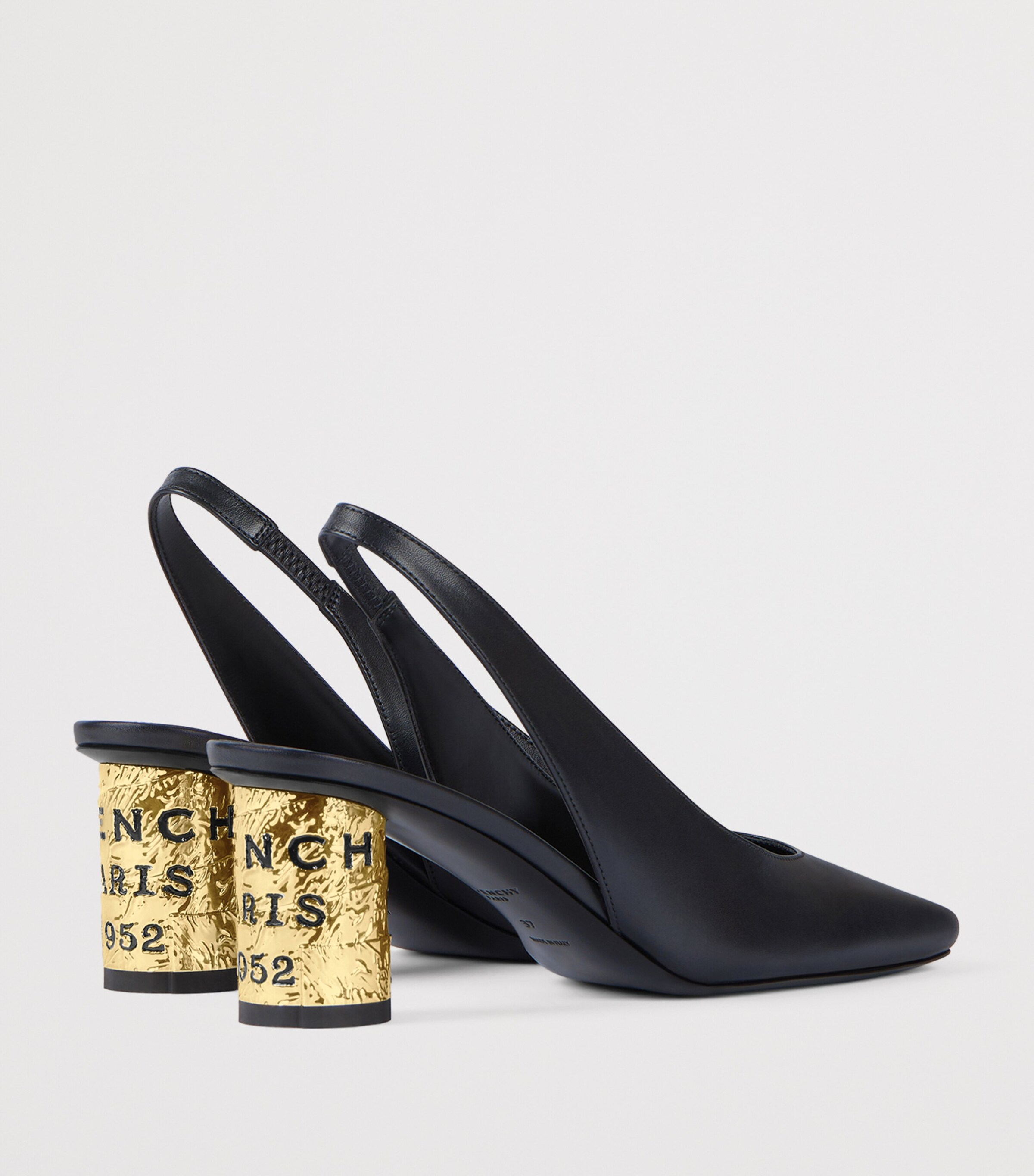 Leather Tape Slingback Pumps 65 BLACK Image 4