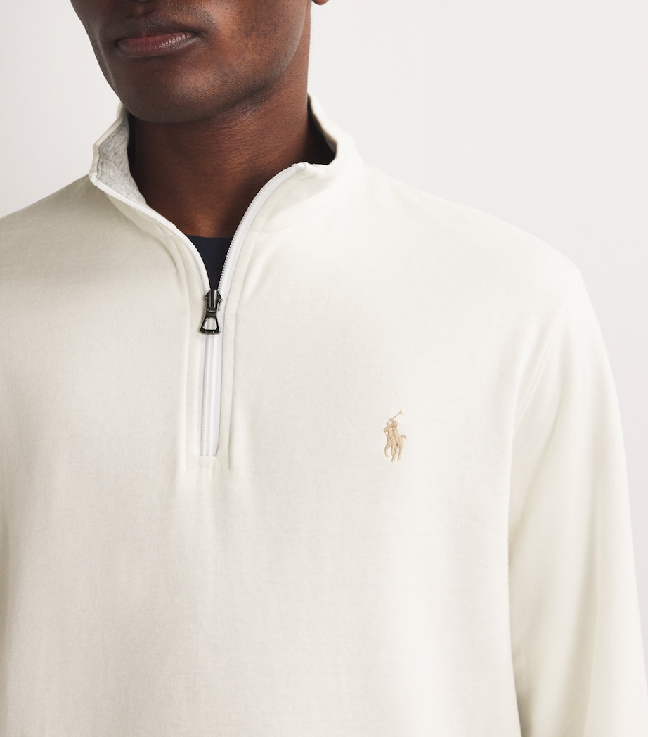 Cotton-Blend Quarter-Zip Sweater NATURAL Image 6