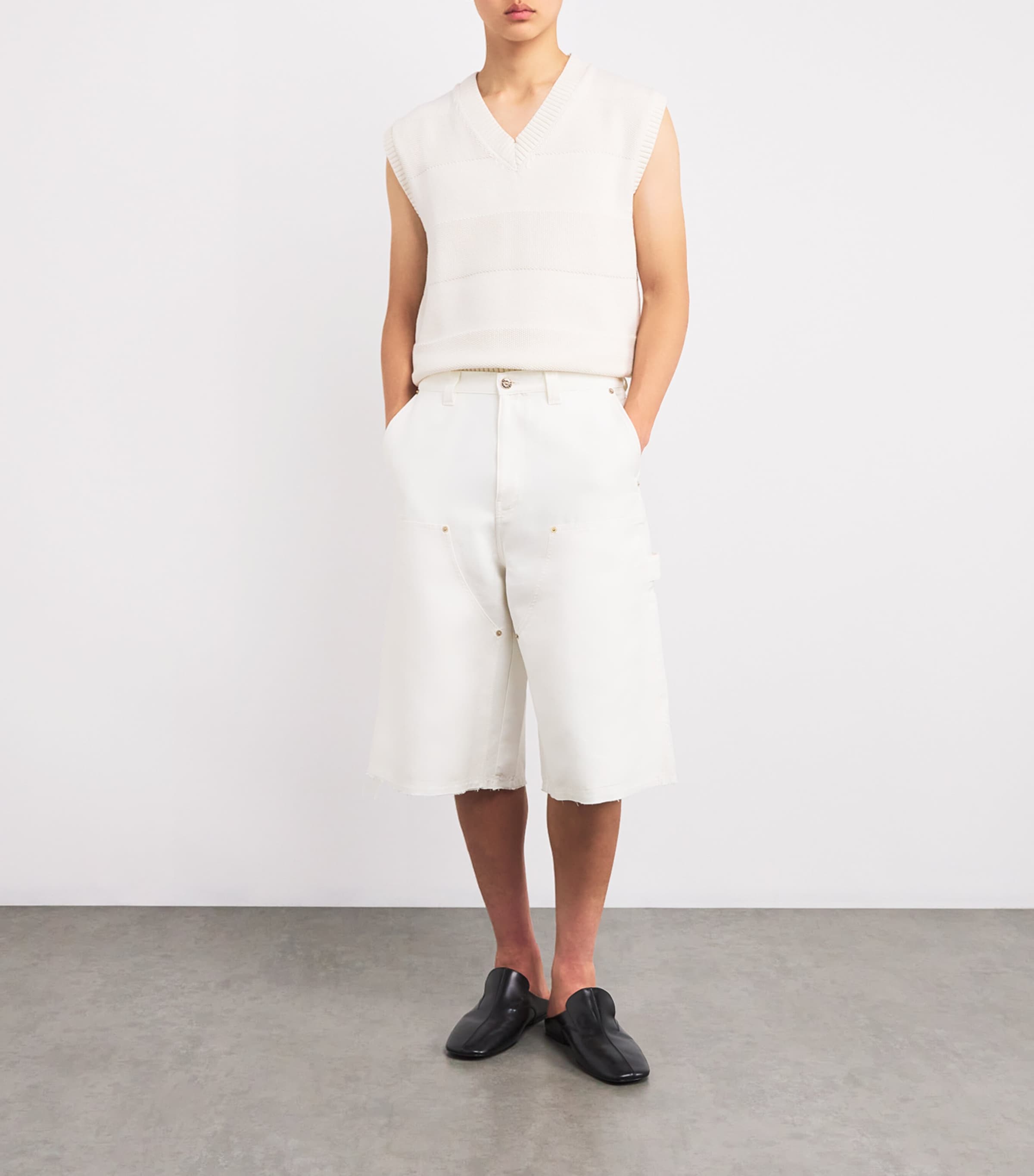 Wales Bonner White Denim Kingston Shorts | Harrods AU