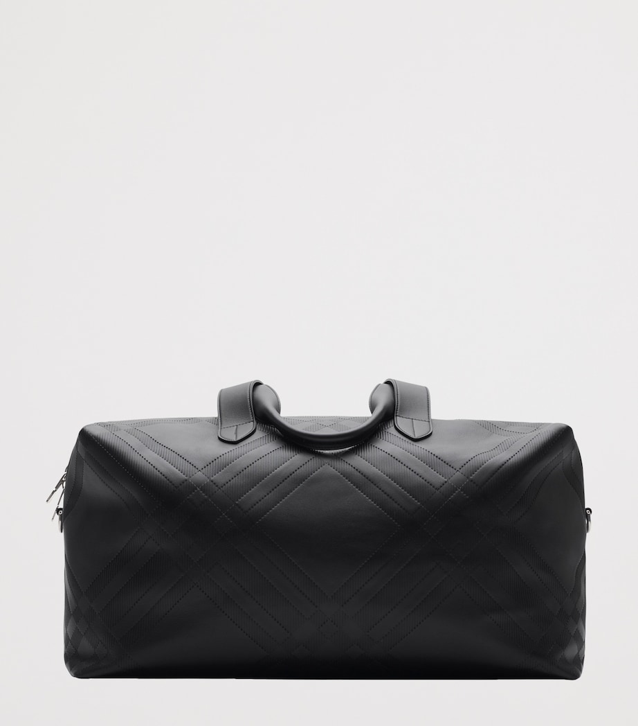 Leather Check-Embossed Duffle Bag BLACK Image 5