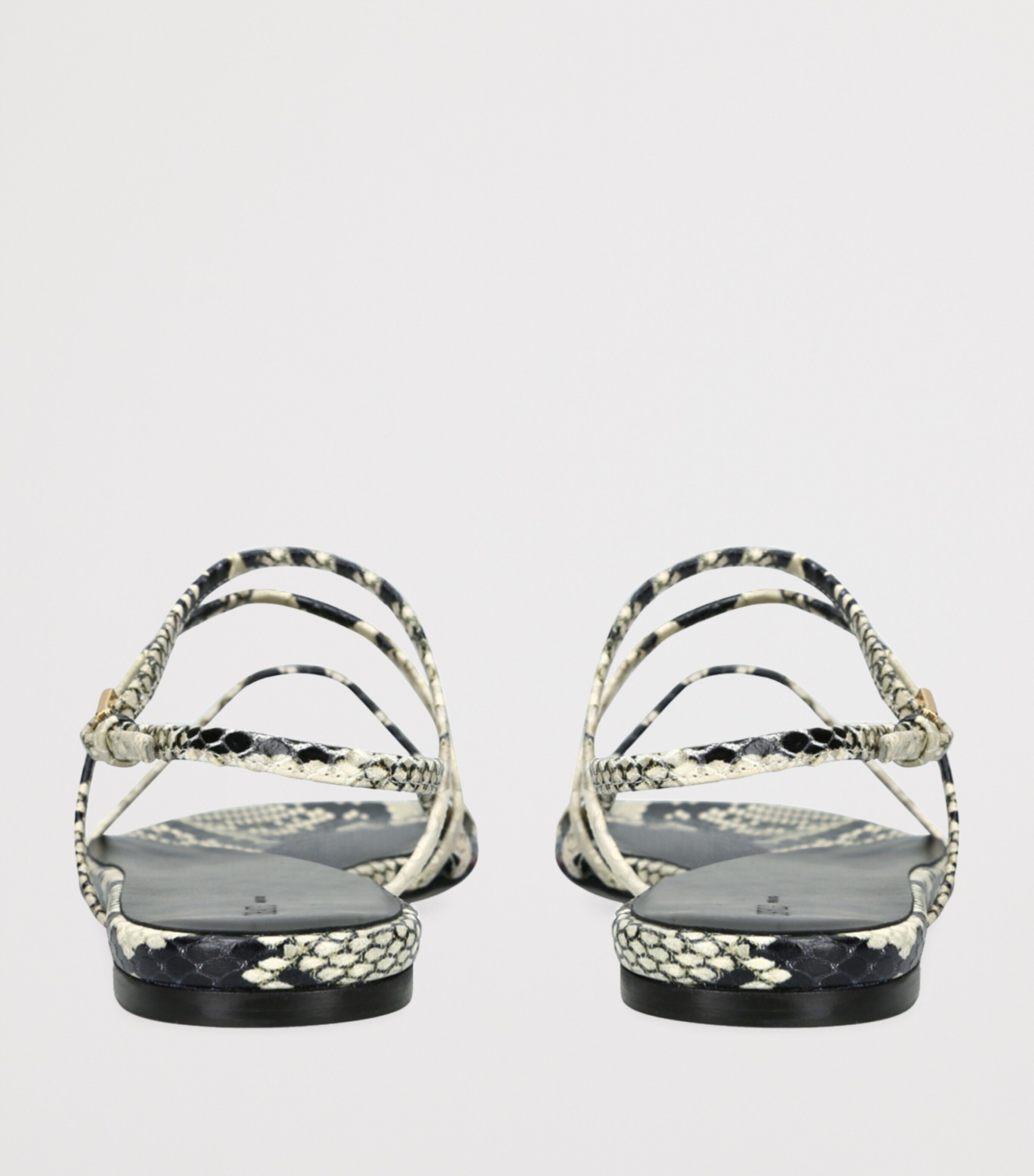 Python-Embossed Leather Loop Flat Sandals GREY/P.CMB Image 2