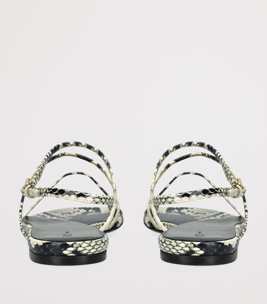 Python-Embossed Leather Loop Flat Sandals GREY/P.CMB Image 2