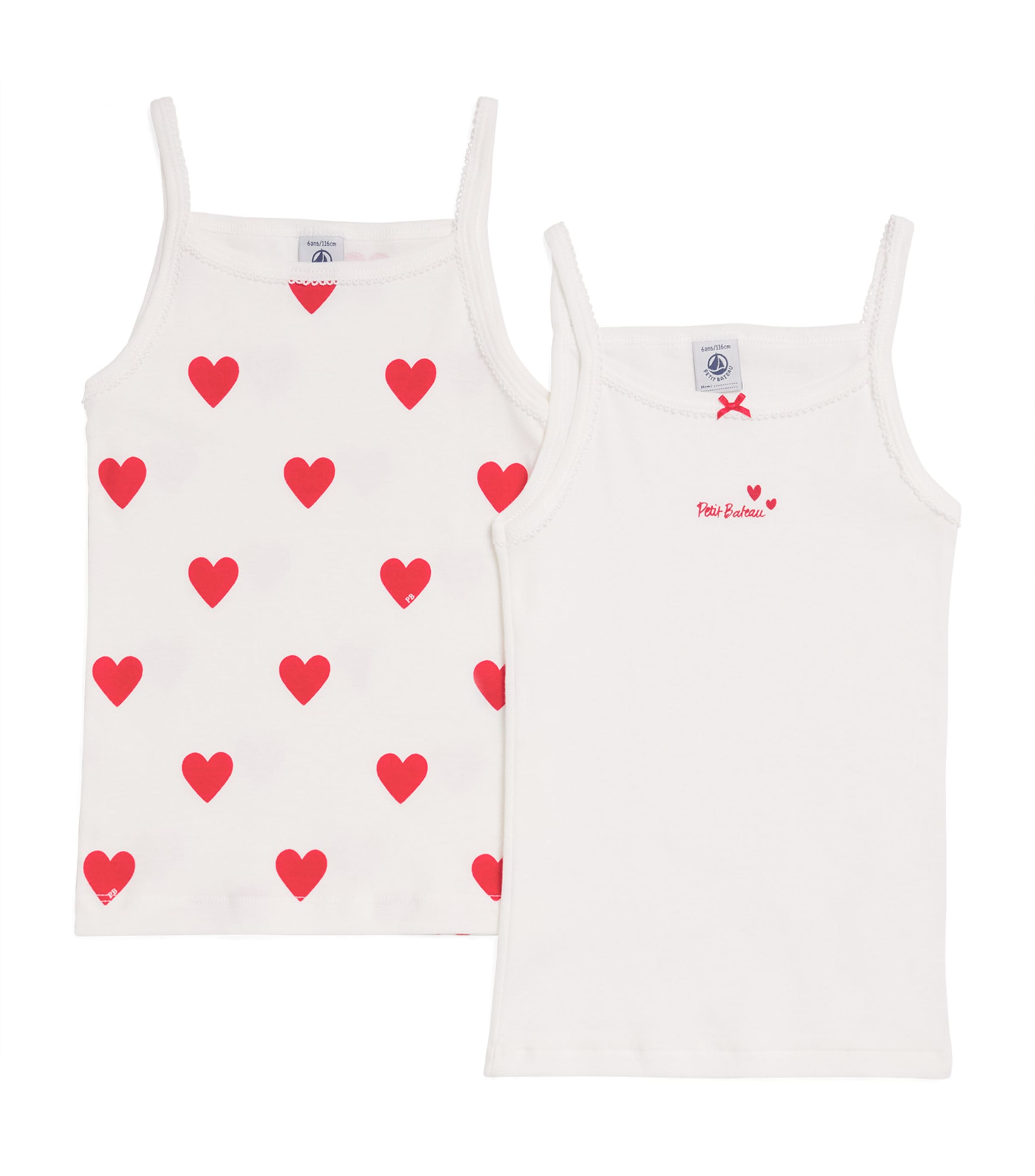 Petit Bateau Set of 2 Cotton Heart Tank Tops (4-12 Years) Multi Image 1