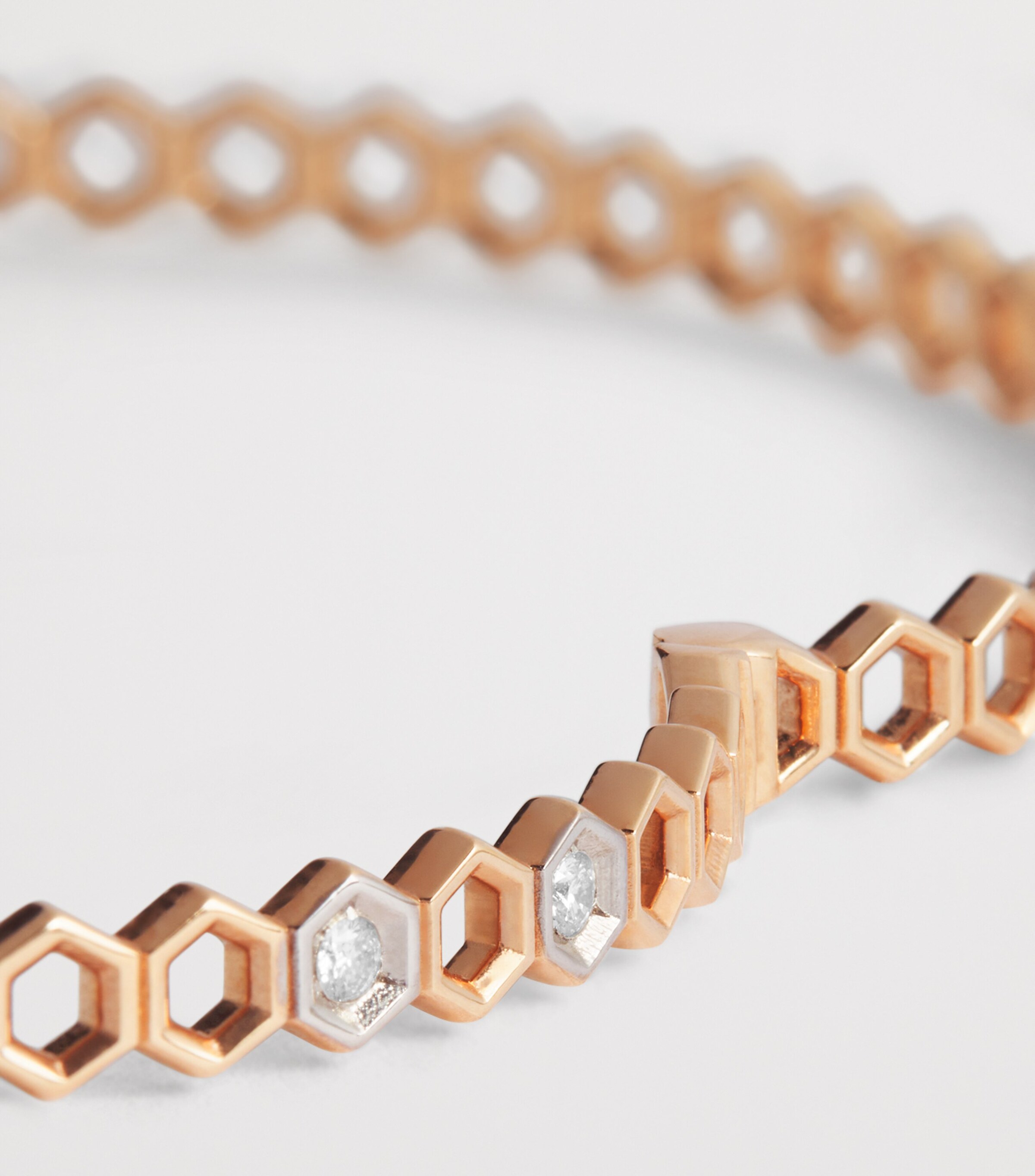 Rose Gold and Diamond Honeycomb Bangle ROSE GOLD Image 4