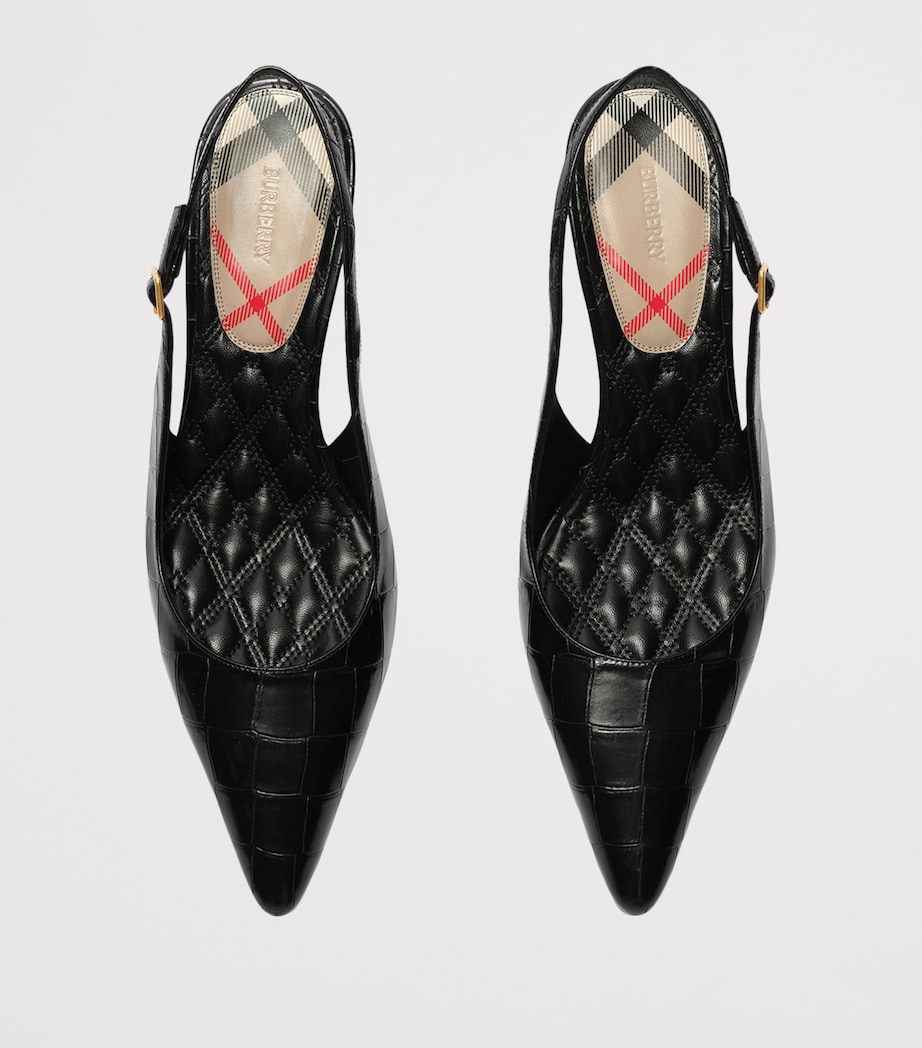 Burberry Leather Croc-Embossed Dame Slingback Pumps 55 Black Image 4