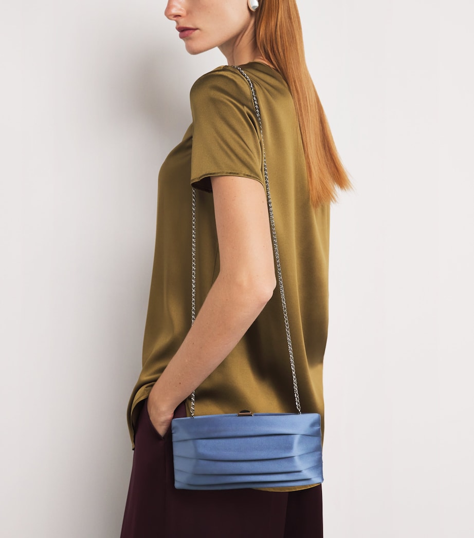 Satin Plissé Clutch Bag 0335 PERIWINKLE Image 2