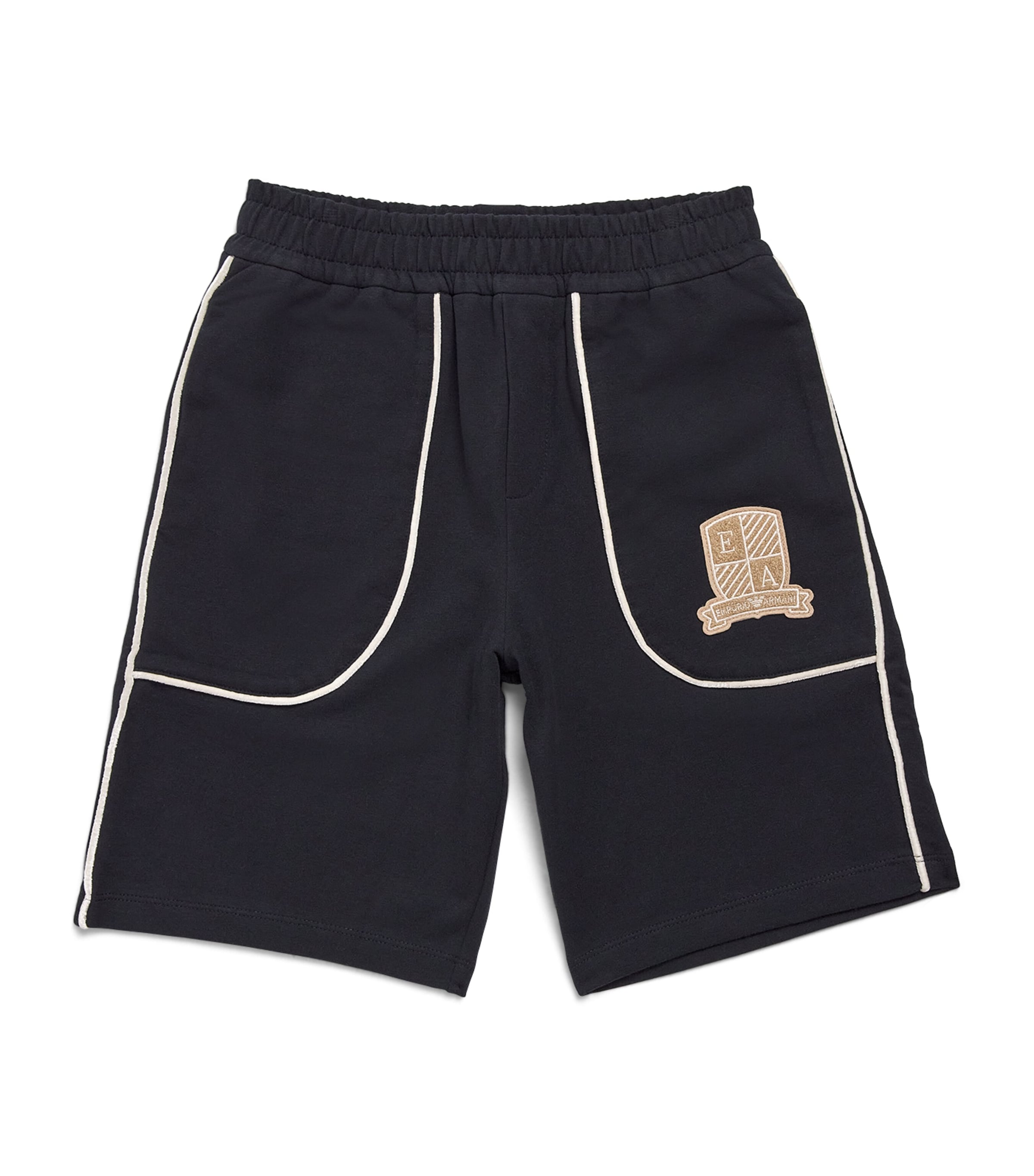 Emporio Armani Stretch-cotton Logo Bermuda Shorts (4-16 Years) In Navy