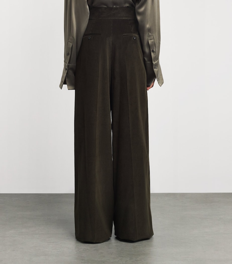 Corduroy Wide-Leg Trousers MOSS GREEN Image 4