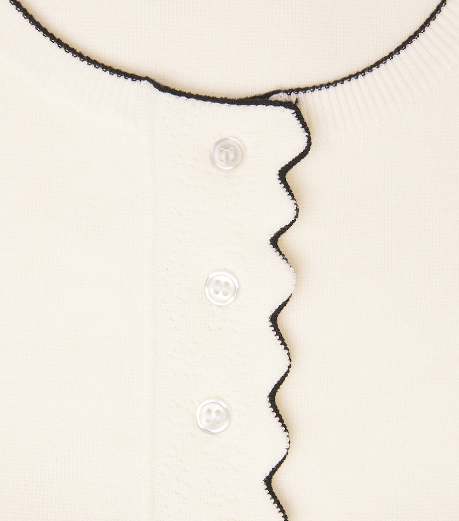 Claudie Pierlot Womens Contrast-Knit Cardigan Ecru Image 6