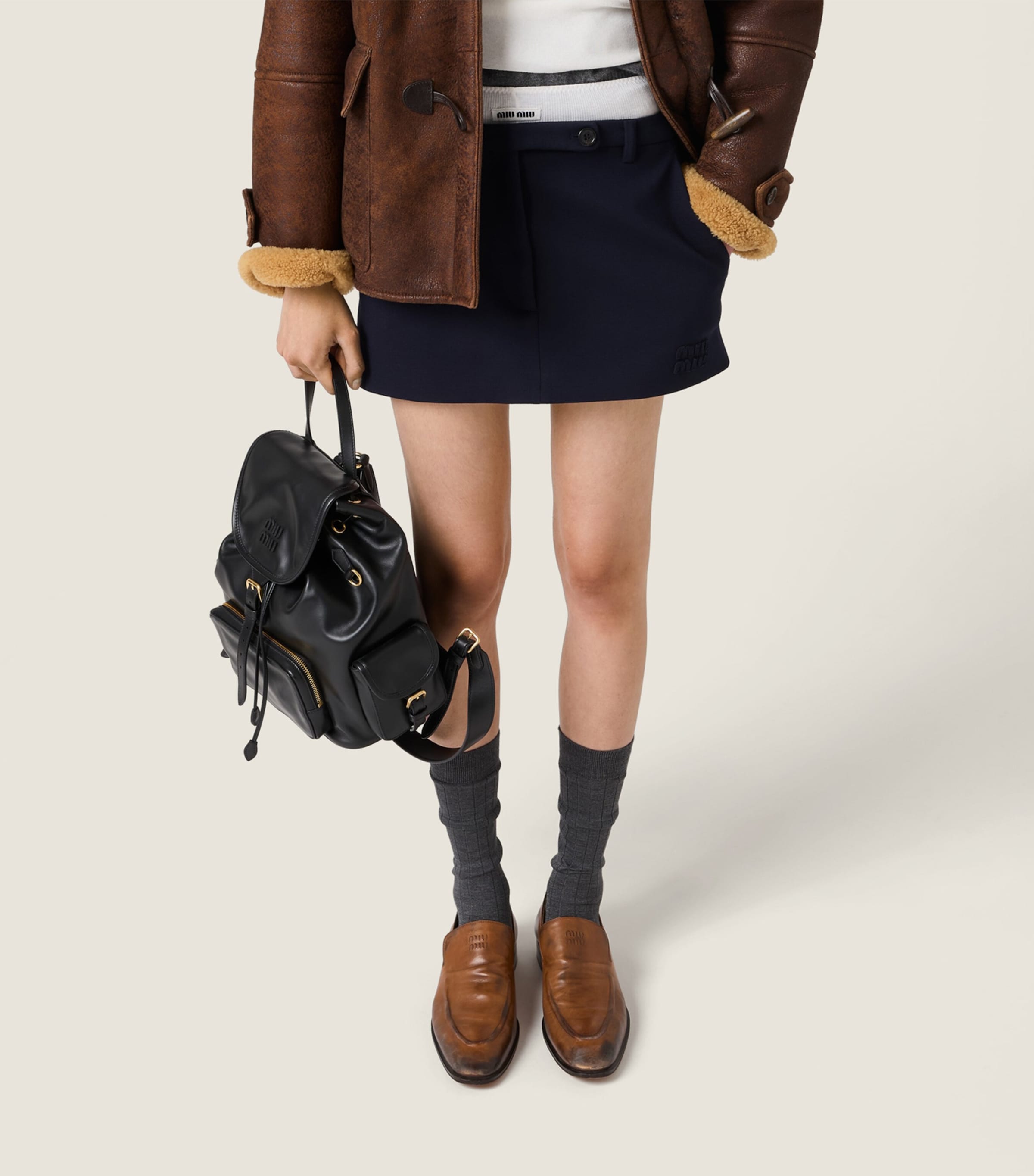 Logo Ribbed Mini Skirt F0008 Image 4