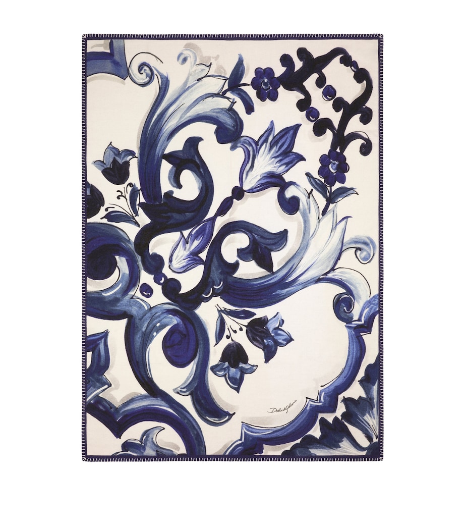 Wool-Silk Majolica Print Throw (140cm x 180cm) UB013-MAIOLICA BLU F Image 1