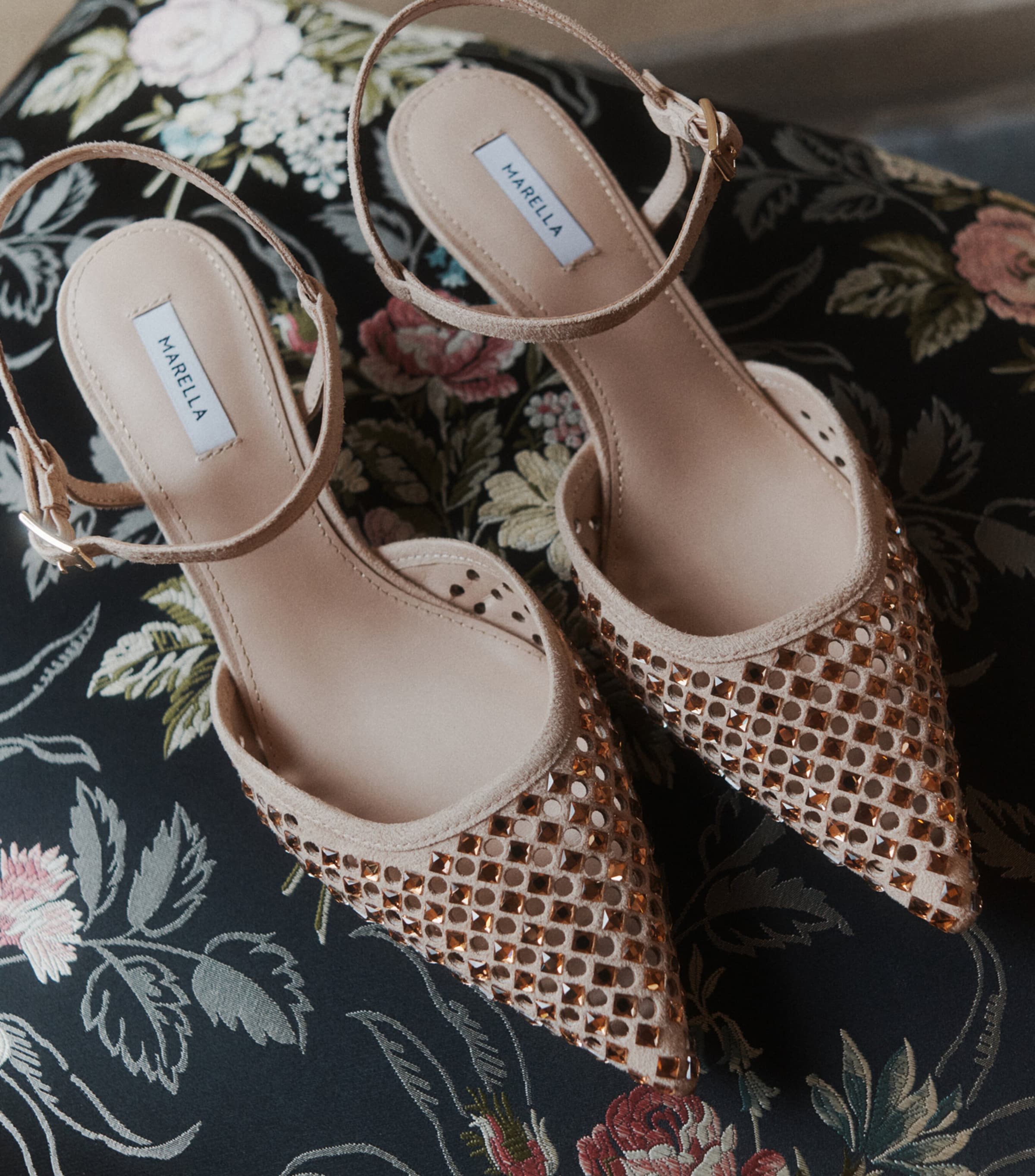 Marella Embellished Slingback Heels 50 Camel Image 4