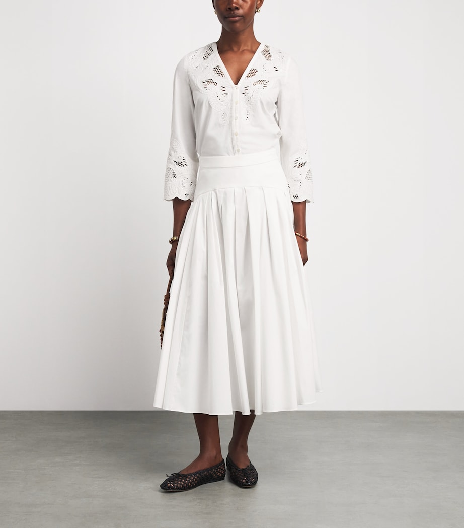 Veronica Beard Womens Cotton Suniva Blouse White Image 2