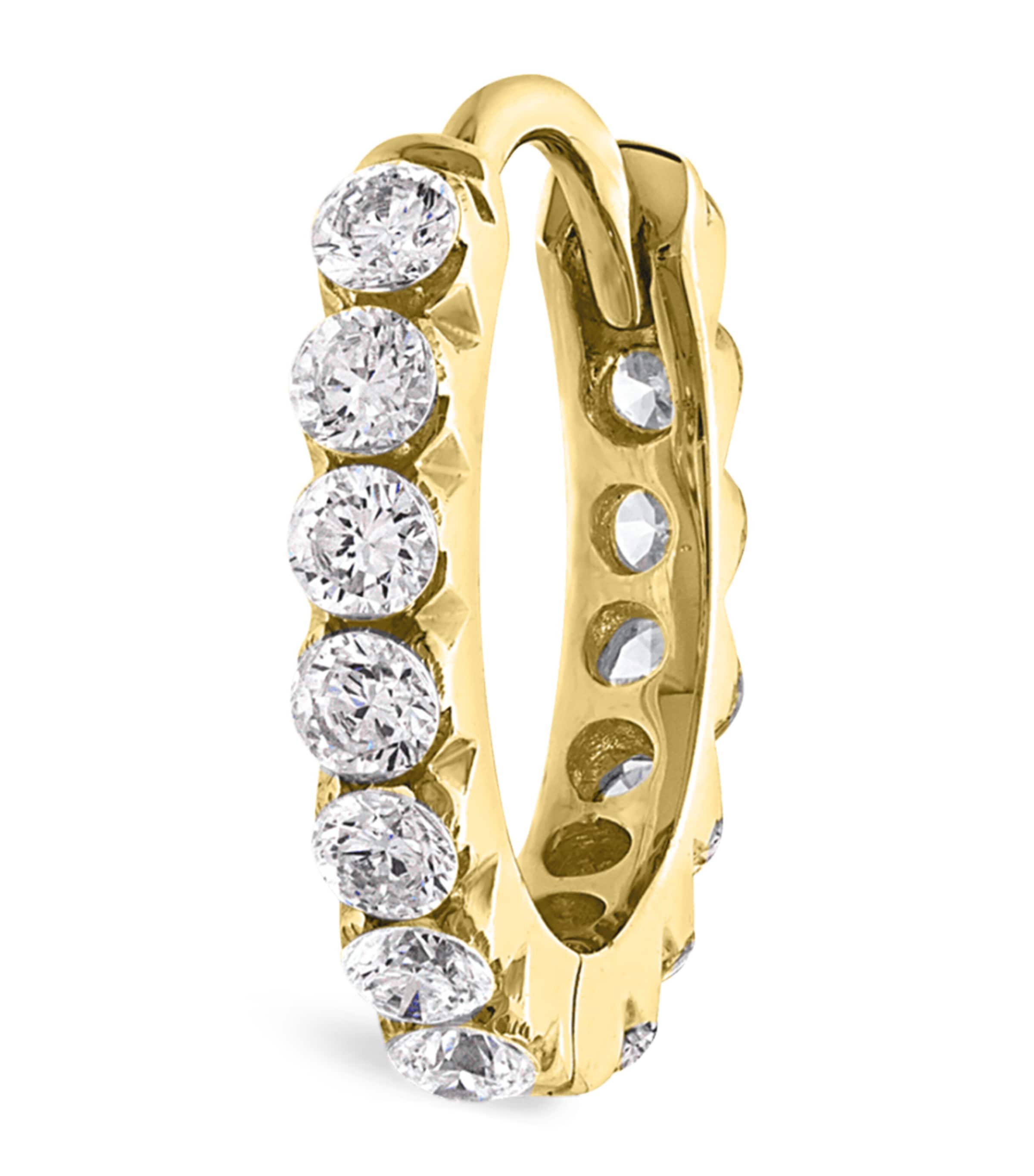 Maria Tash Yellow Gold Invisible Set Diamond Eternity Hoop Earring In Gold