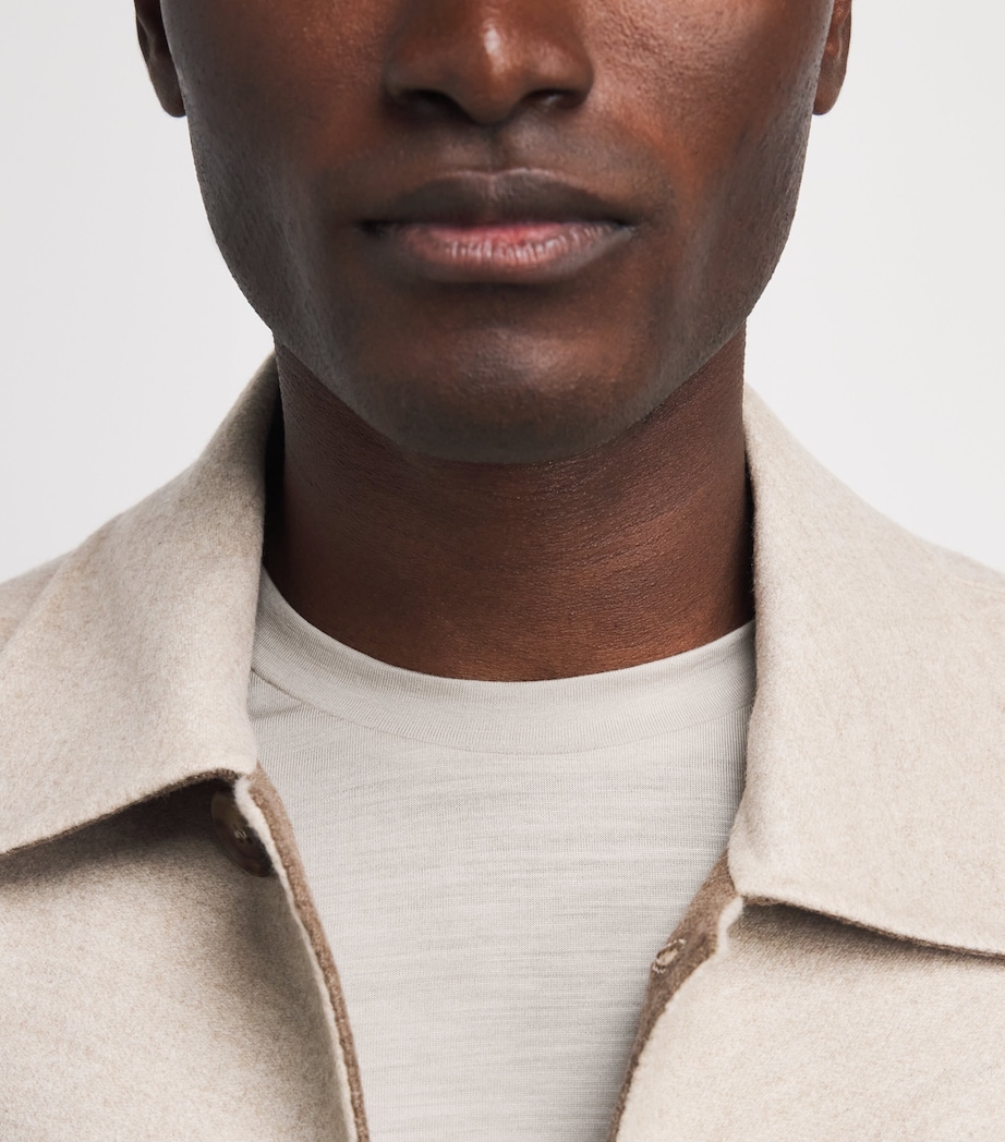 Herno Mens Wool Logo T-Shirt Chantilly Image 3