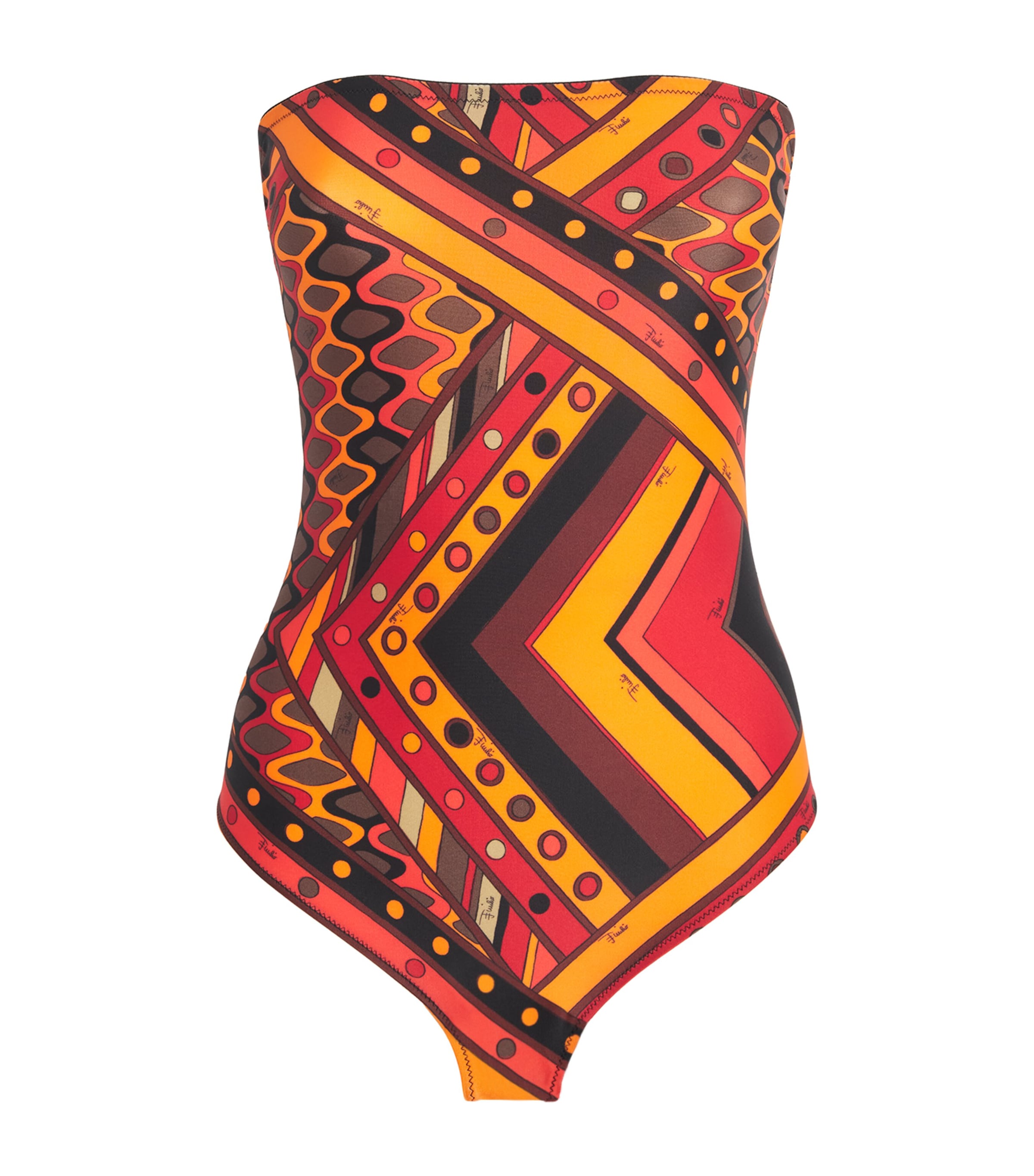 PUCCI Womens Vivara Strapless Swimsuit Orange Image 1