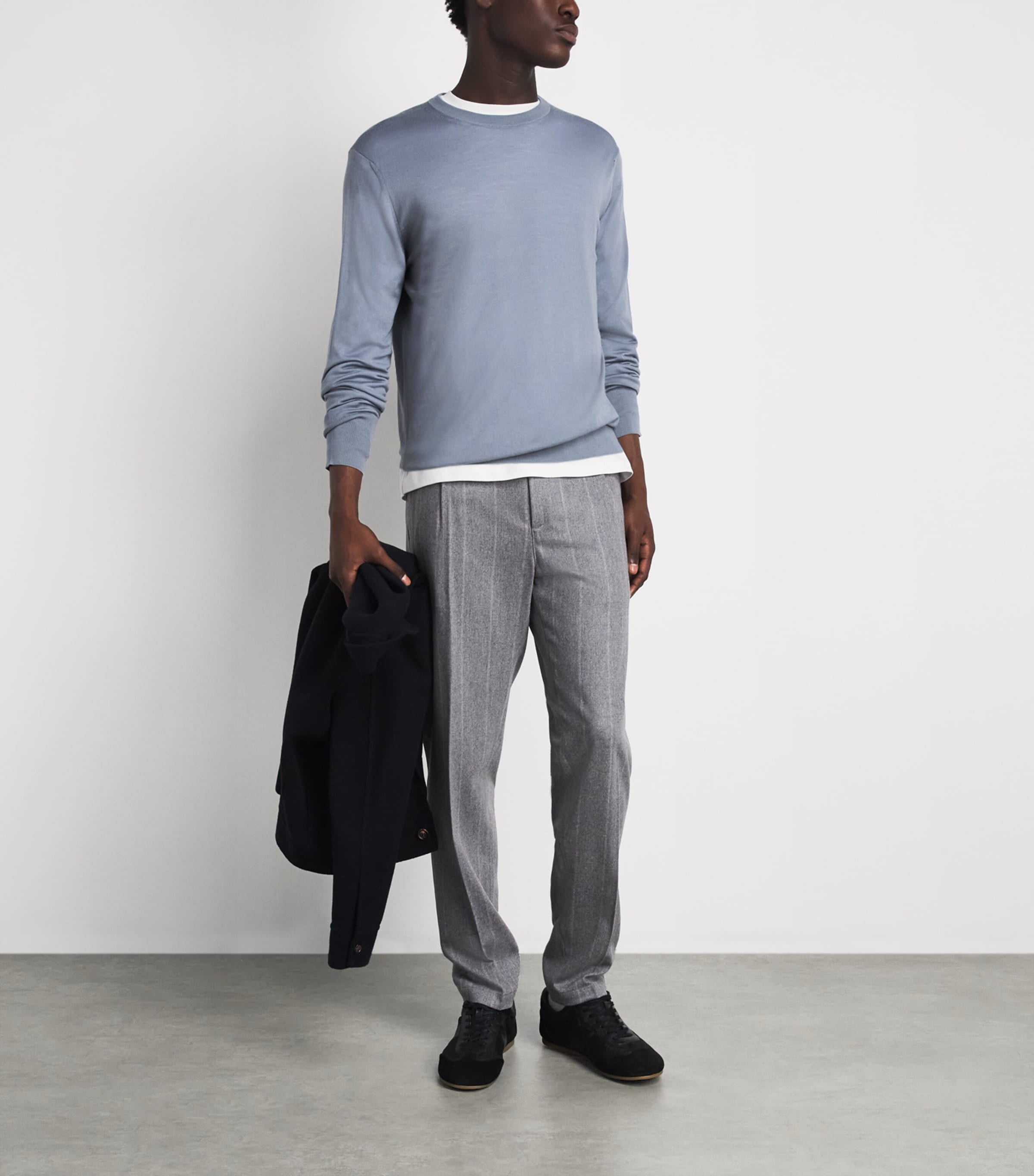 Eleventy Mens Wool Crew-Neck Sweater Azzurro Image 2
