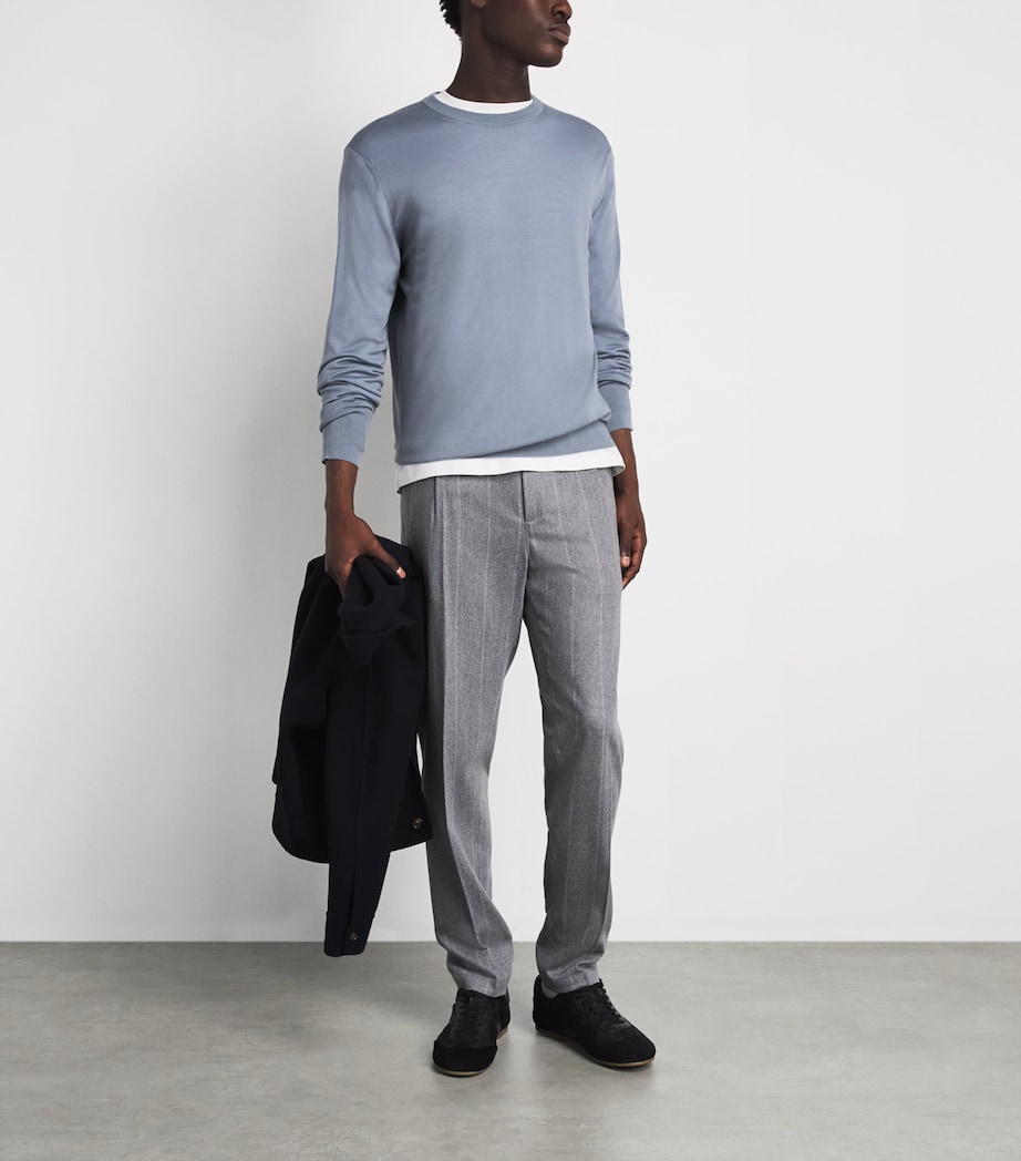 Eleventy Mens Wool Crew-Neck Sweater Azzurro Image 2
