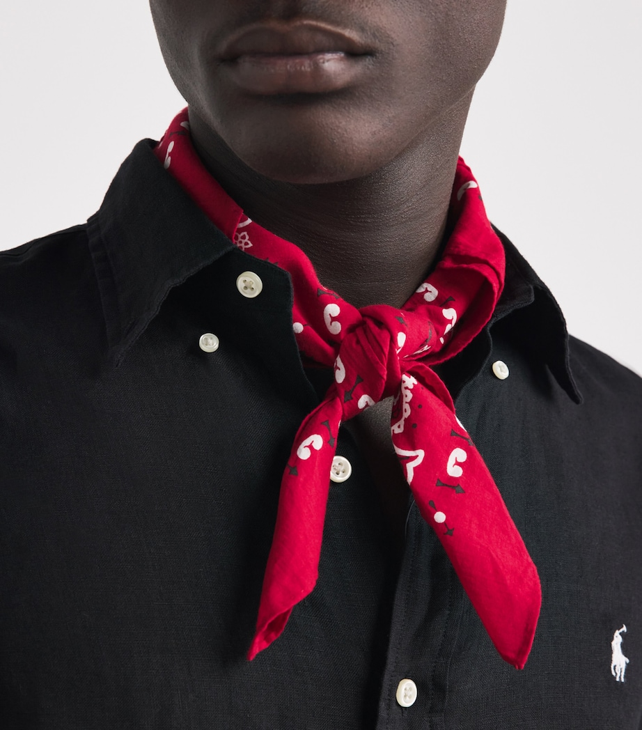 Polo Ralph Lauren Cotton Logo Bandana Scarf Rl Red/ White Image 3