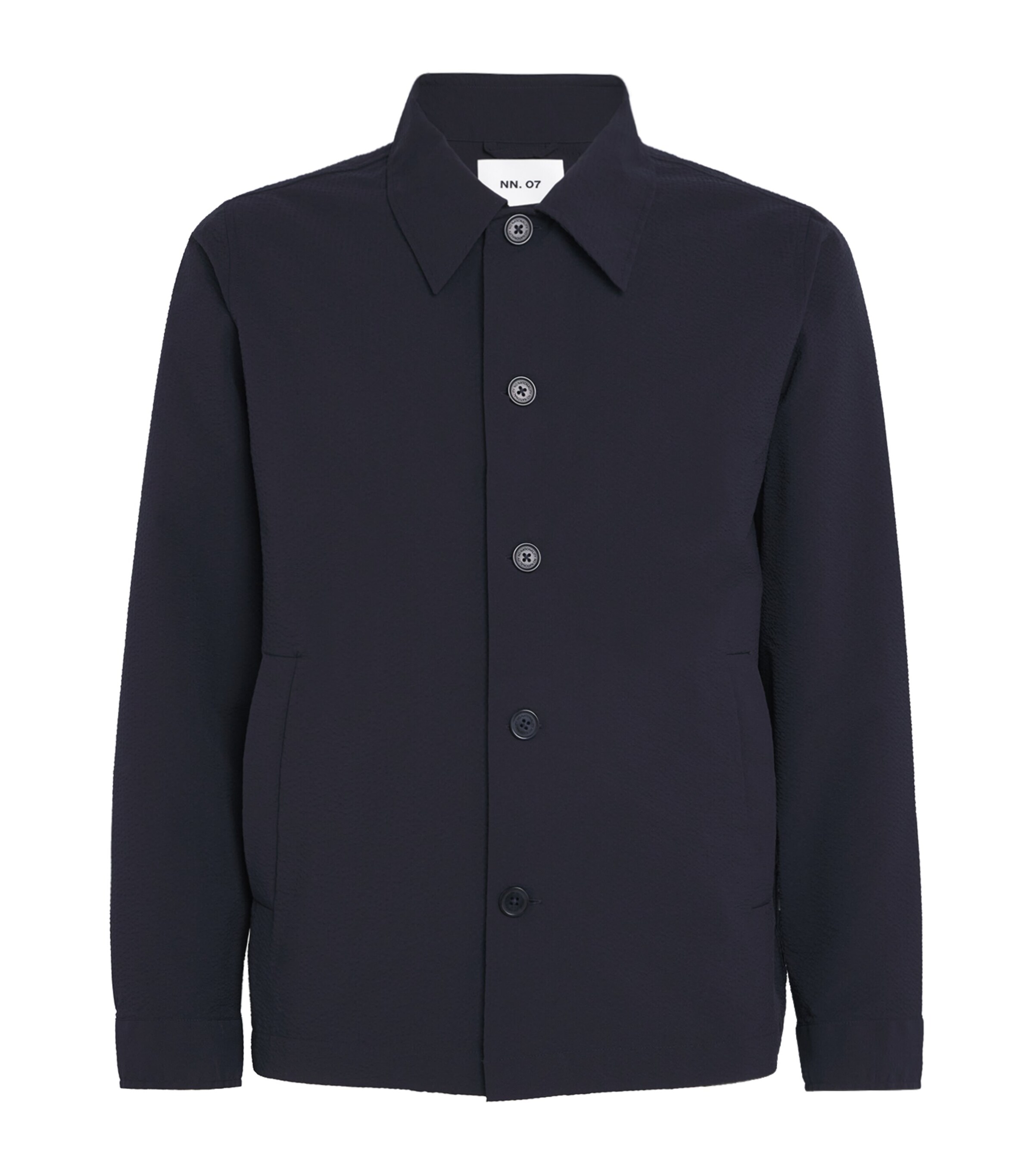 NN07 Mens Seersucker Zander Overshirt Navy Blue Image 1