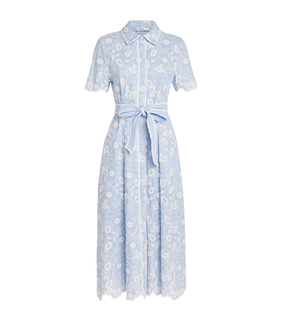 Simkhai Womens Linen-Blend Audria Midi Dress Tidepool Multi Image 1