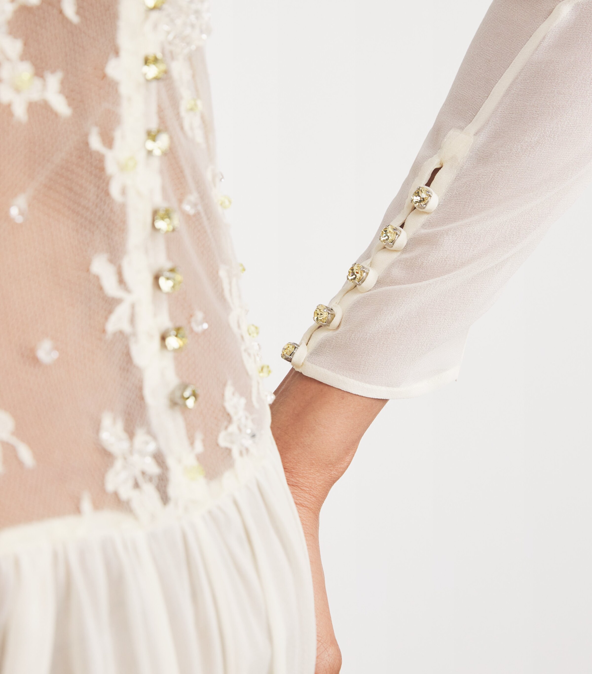 Rosamosario Womens Silk Crystal Meera Maxi Dress Off White Image 5
