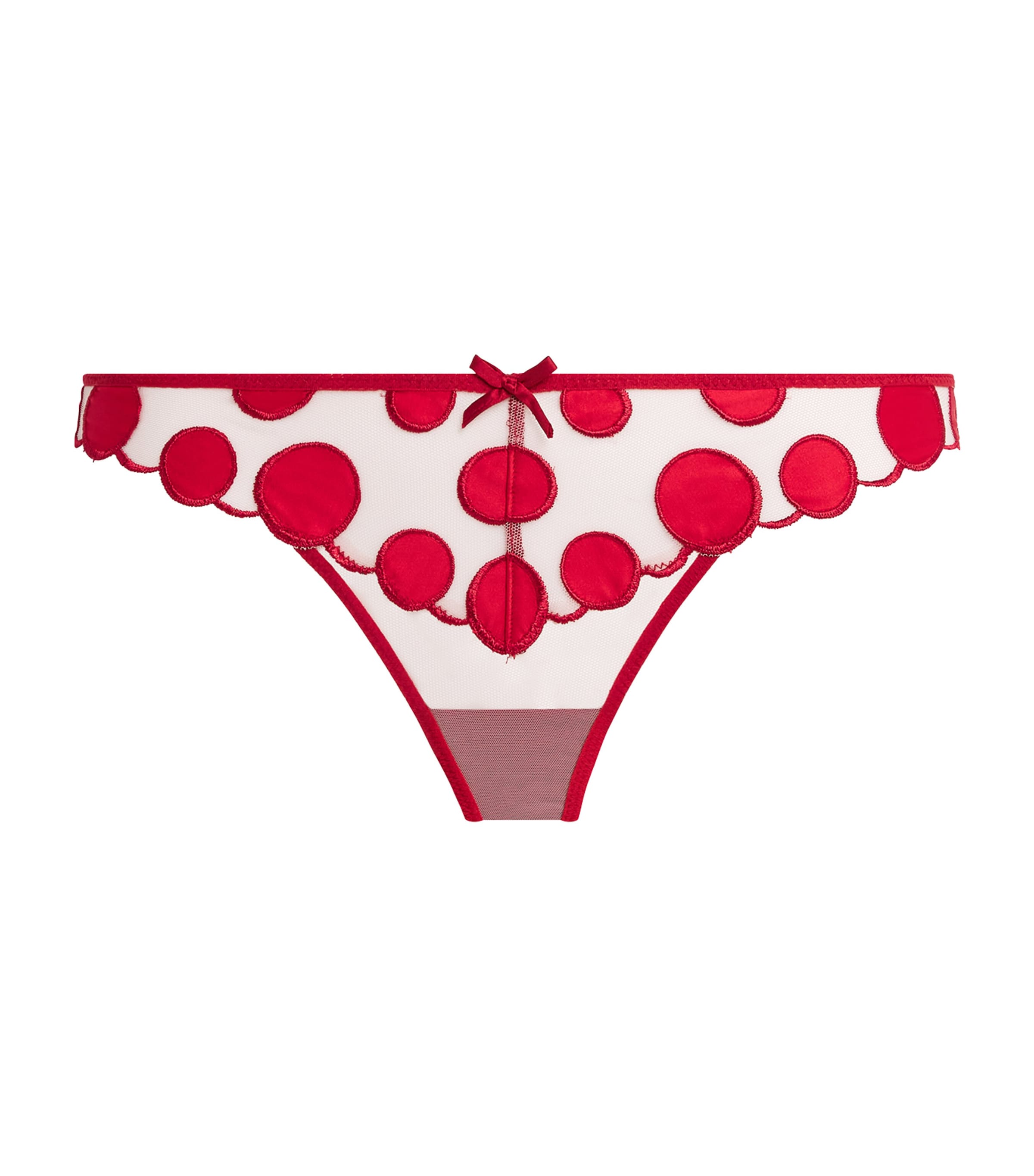 Shop Fleur Du Mal Silk-trim Some Like It Dot Thong In Red
