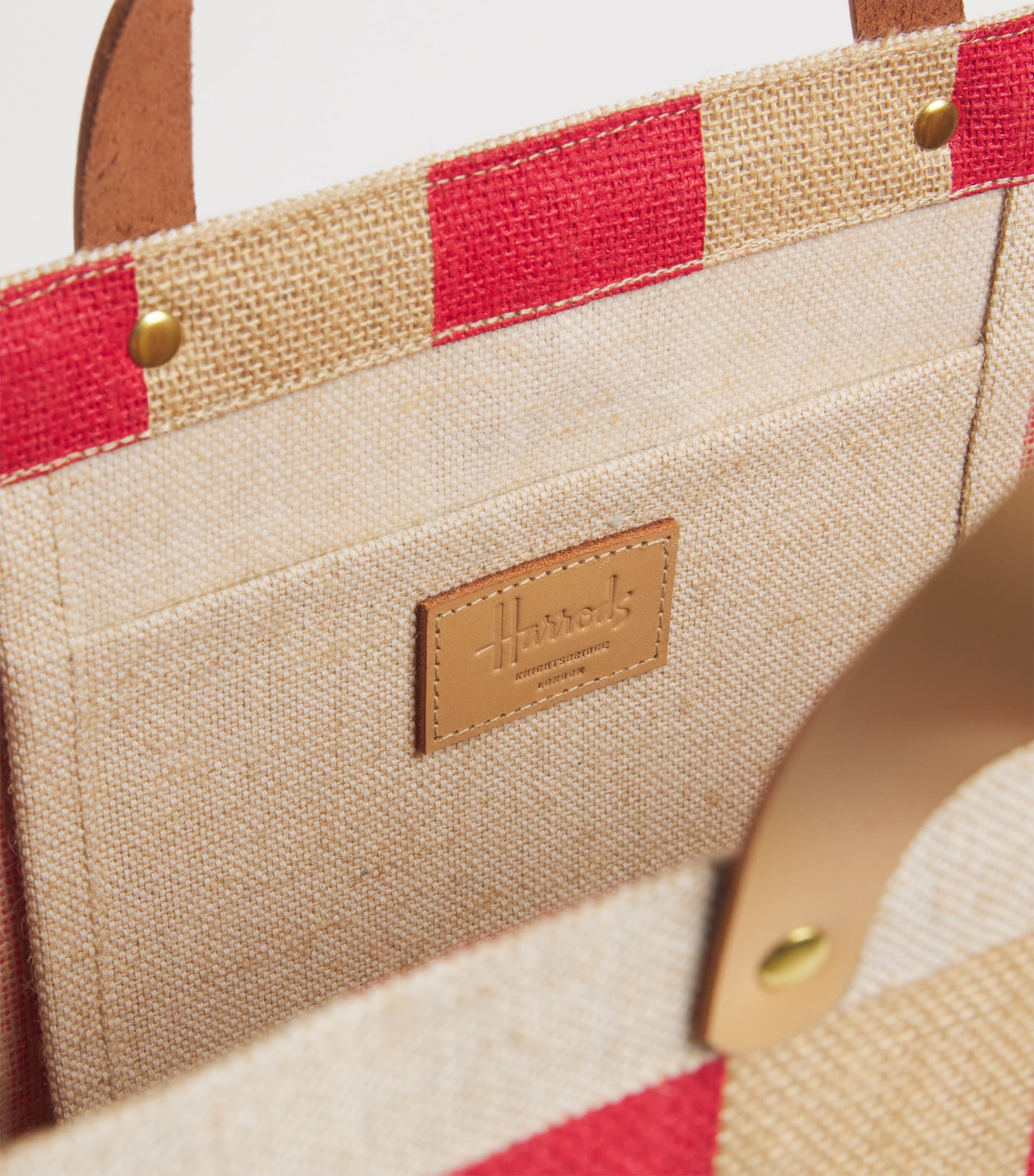 Large Canvas Stripe Knightsbridge Shopper Bag RED Image 3