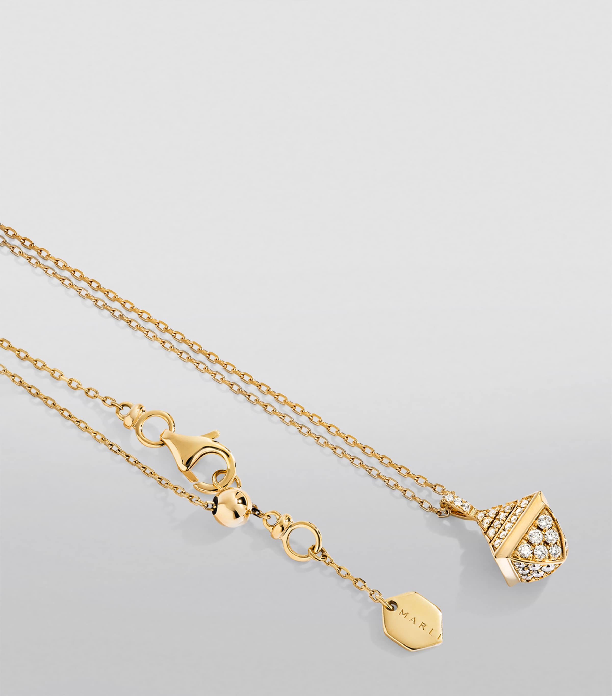MARLI New York Mini Yellow Gold and Diamond Cleo Rev Pendant Necklace Yellow Gold Image 2
