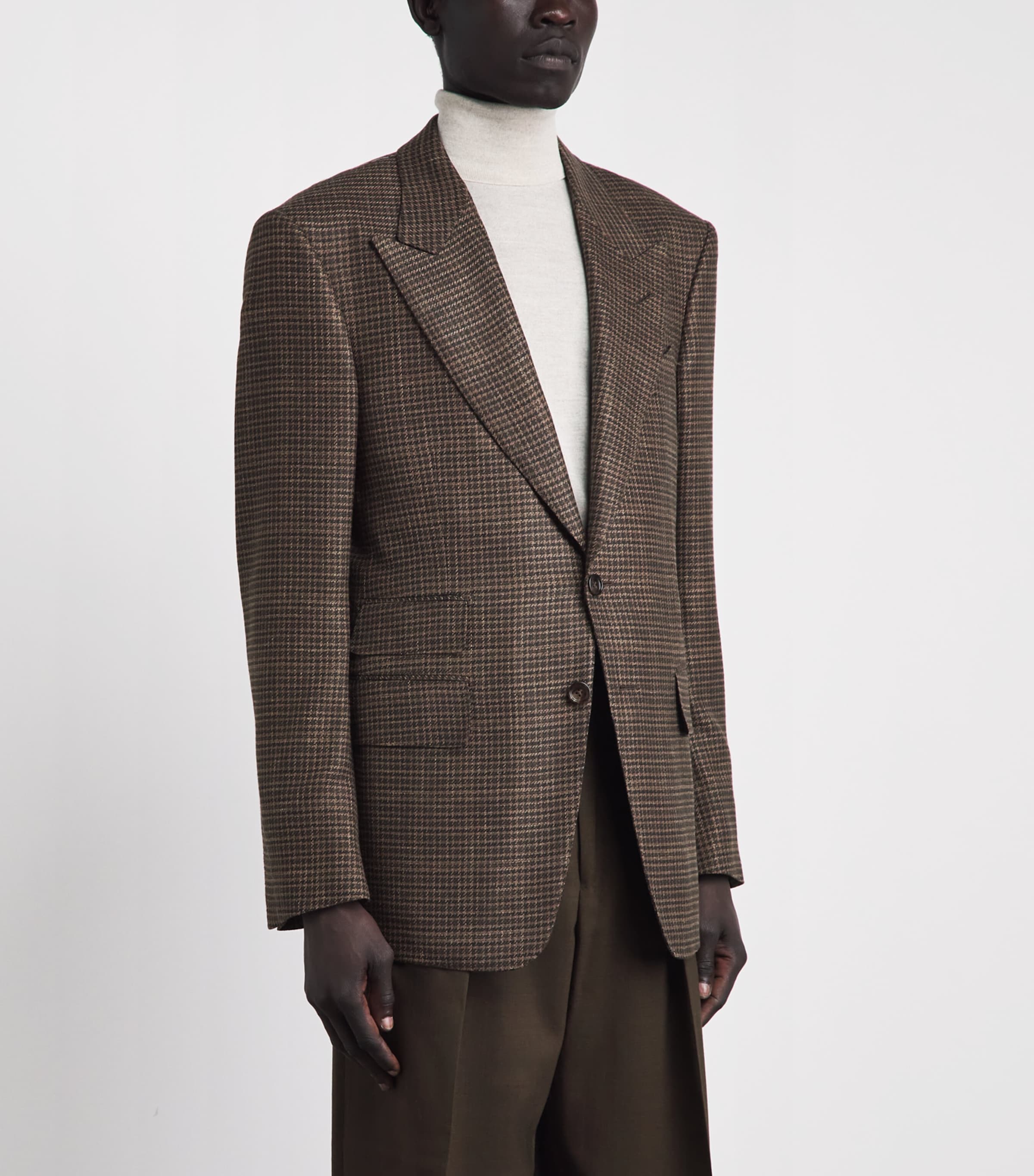 TOM FORD Mens Wool-Blend Houndstooth Shelton Blazer Nef Image 4