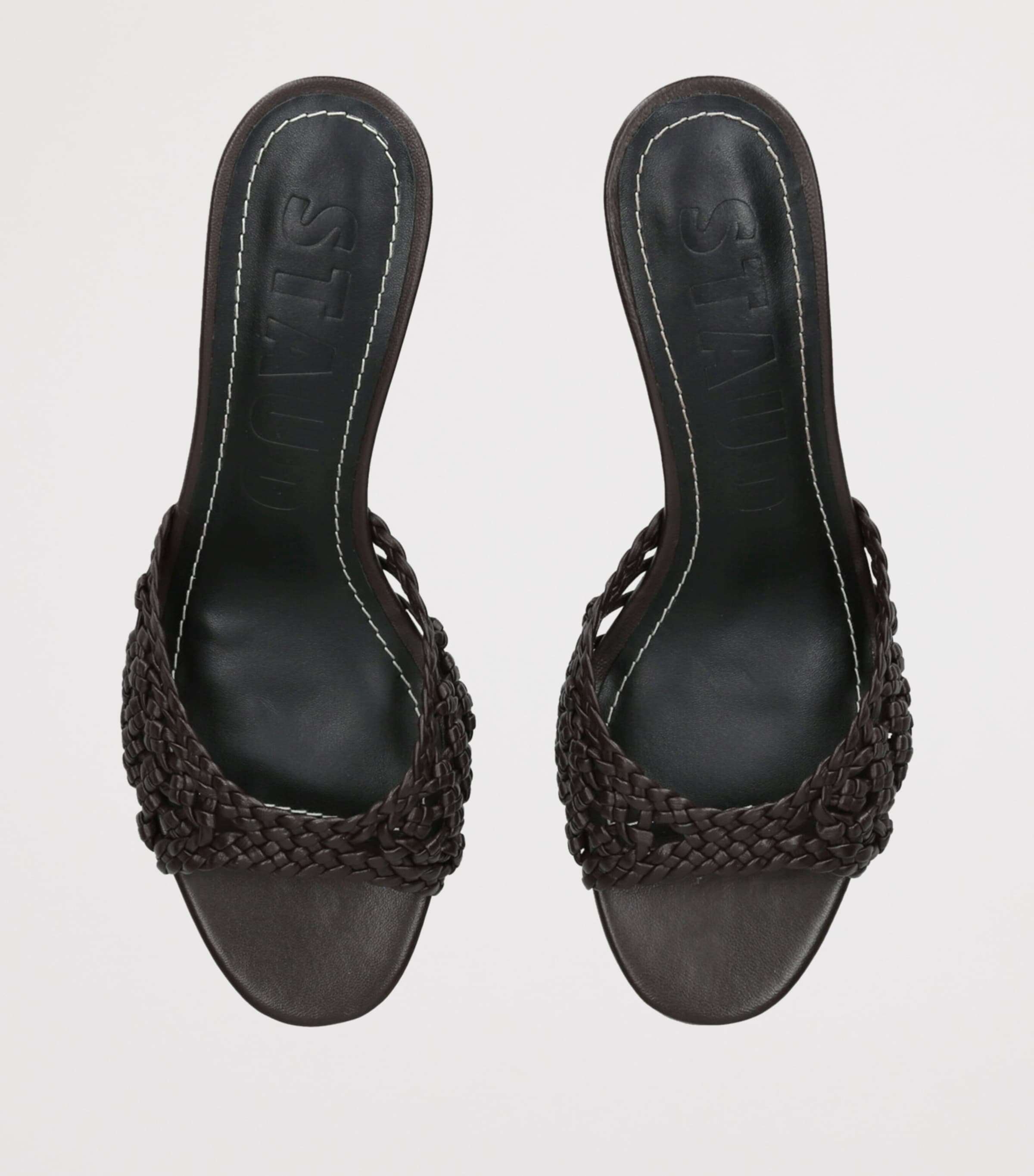 Leather Woven Birgitte Mules 60 DARK BROWN Image 4