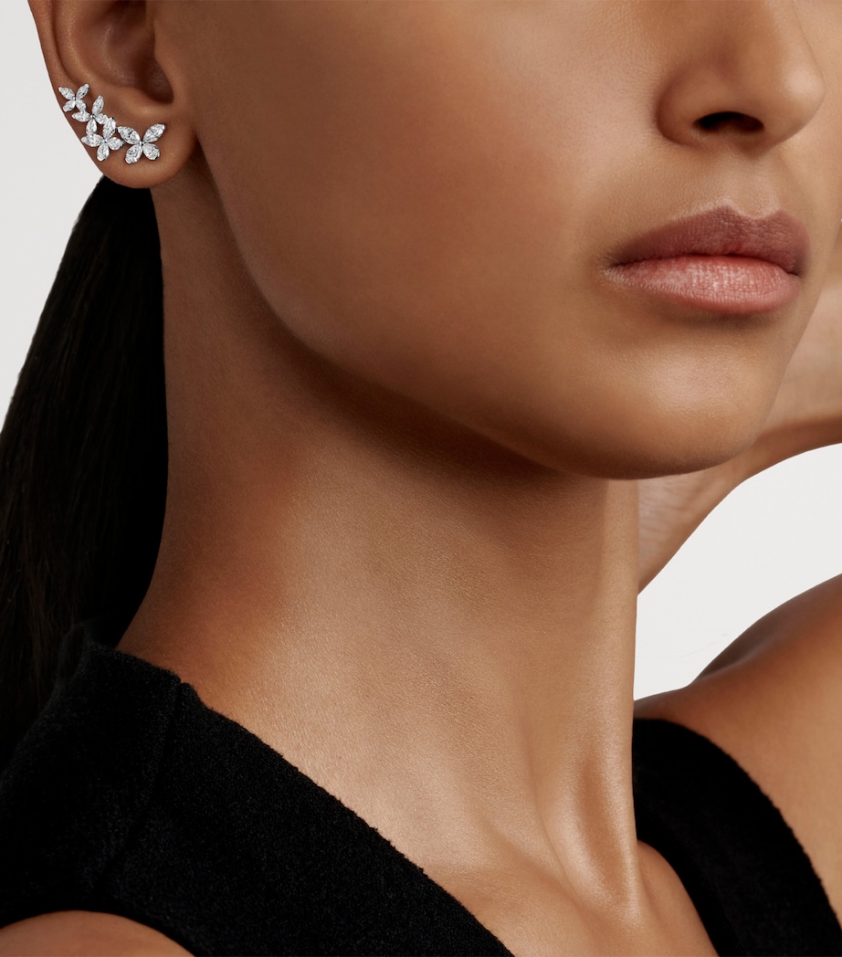 Graff Small White Gold and Diamond Butterfly Earrings White Gold Image 2