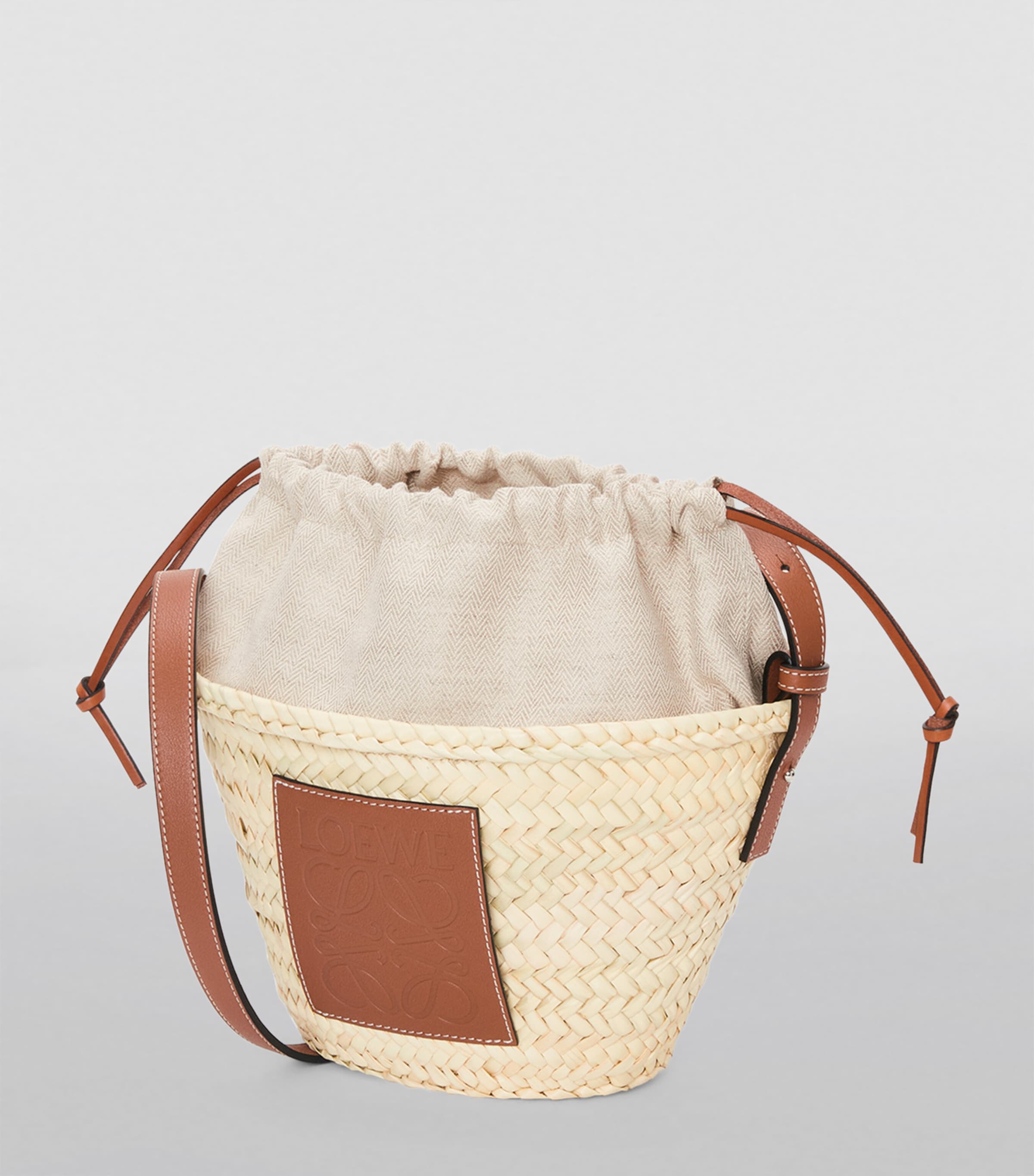 x Paula's Ibiza Woven Drawstring Bucket Bag NATURAL/TAN Image 3